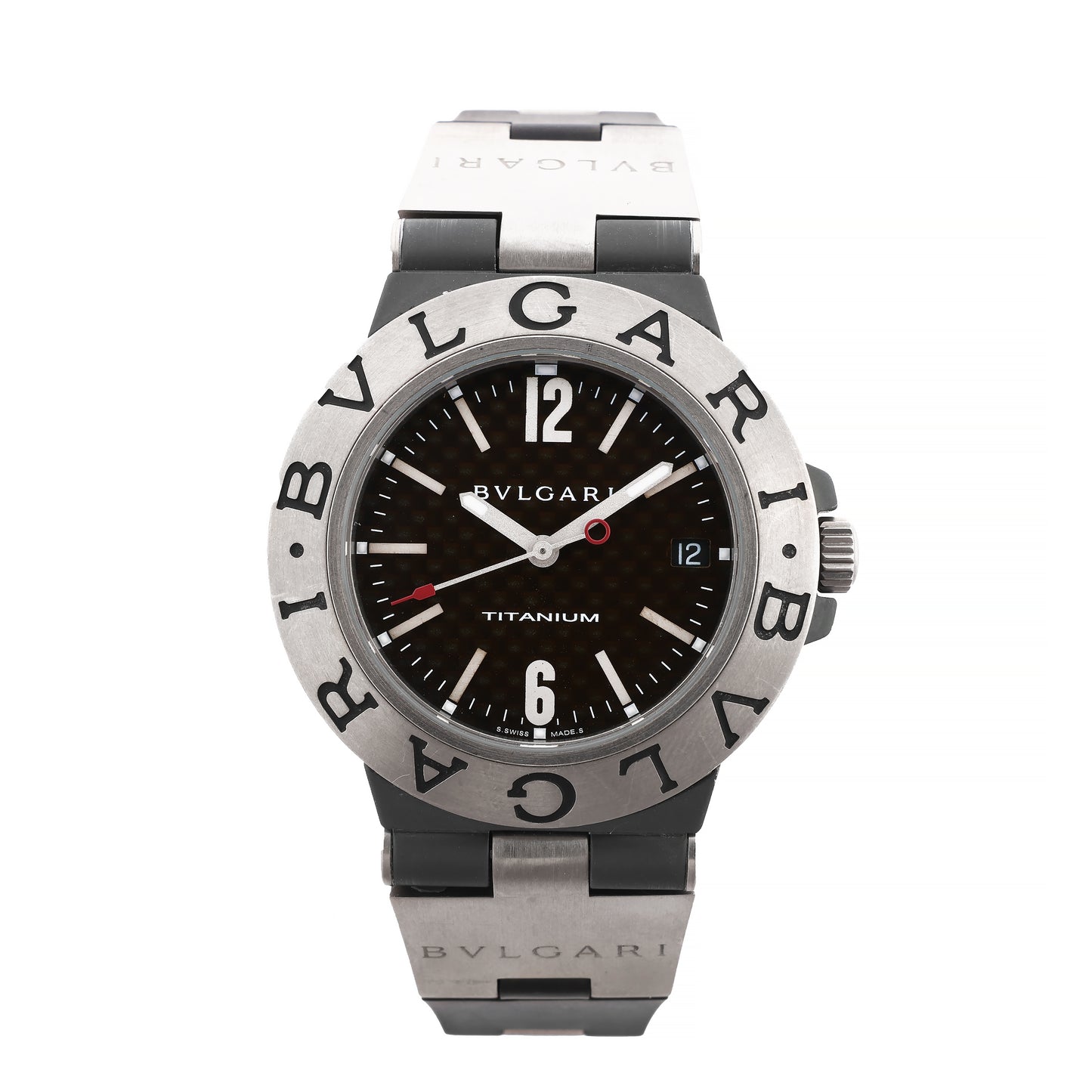 BVLGARI Diagono TI38TA L8213 Ti & Gummi AT Uhr mit braunem Zifferblatt