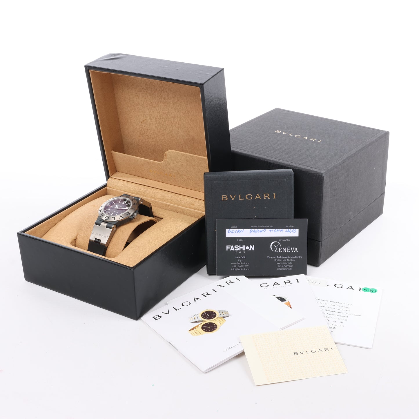 BVLGARI Diagono TI38TA L8213 Ti & Gummi AT Uhr mit braunem Zifferblatt