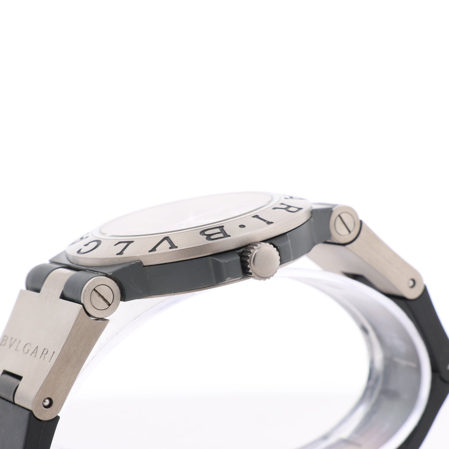 BVLGARI Diagono TI38TA L8213 Ti & Gummi AT Uhr mit braunem Zifferblatt