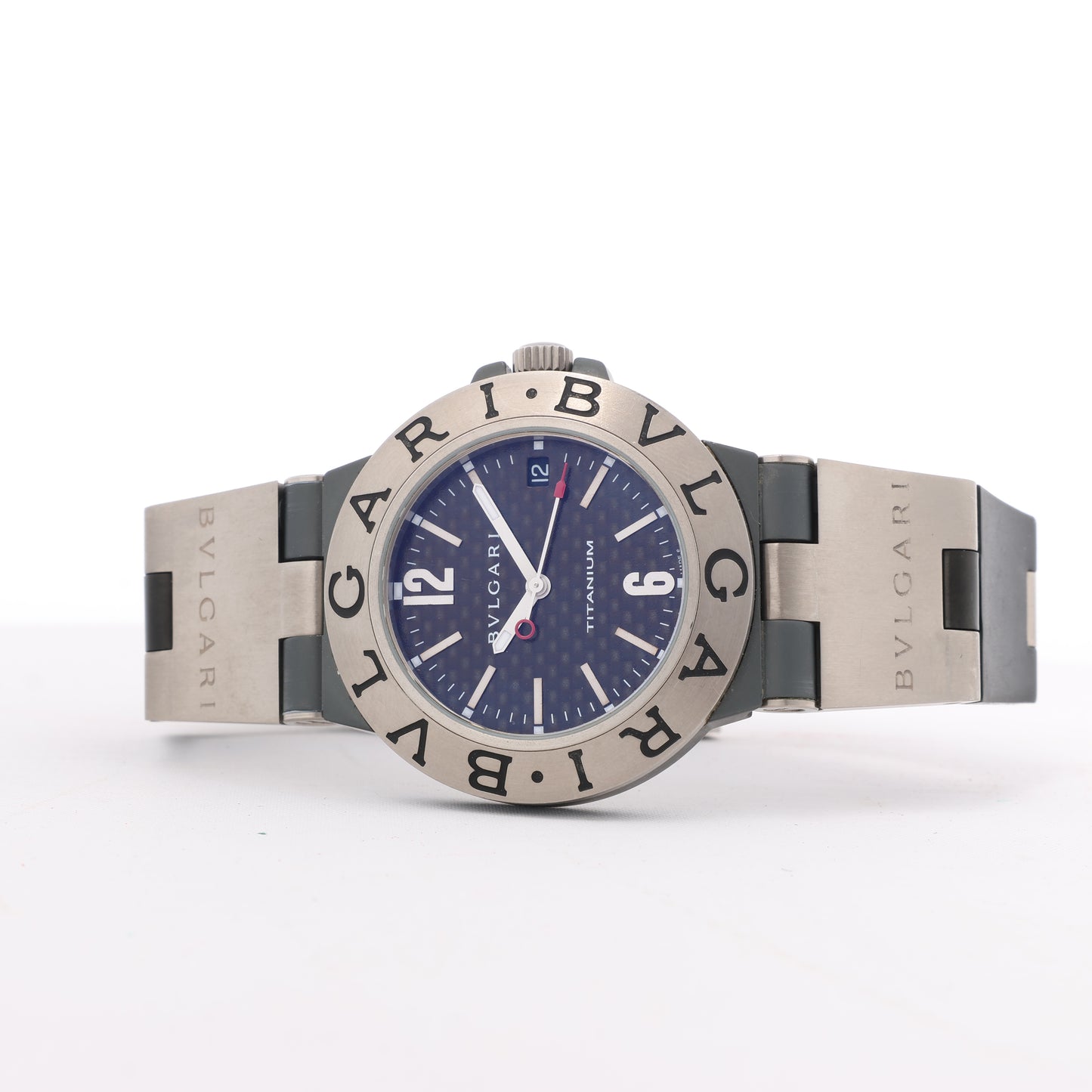BVLGARI Diagono TI38TA L8213 Ti & Gummi AT Uhr mit braunem Zifferblatt