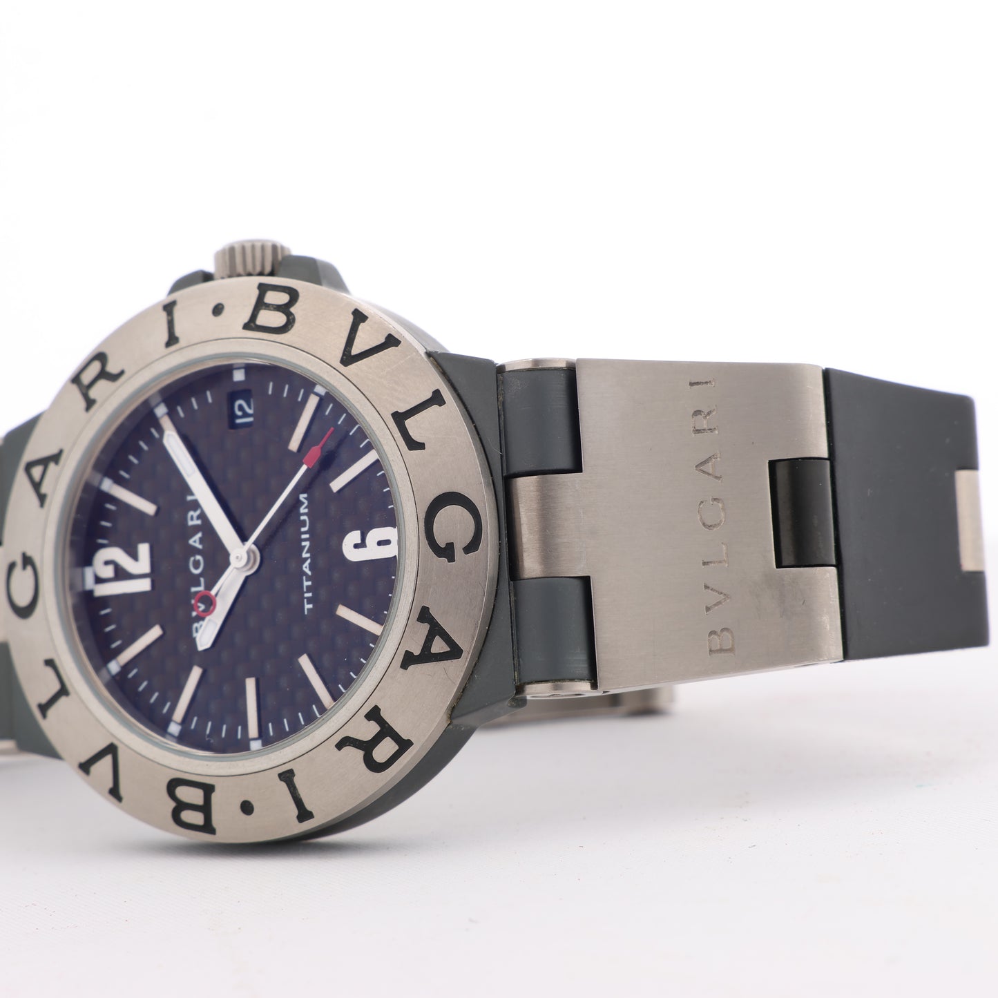 BVLGARI Diagono TI38TA L8213 Ti & Gummi AT Uhr mit braunem Zifferblatt