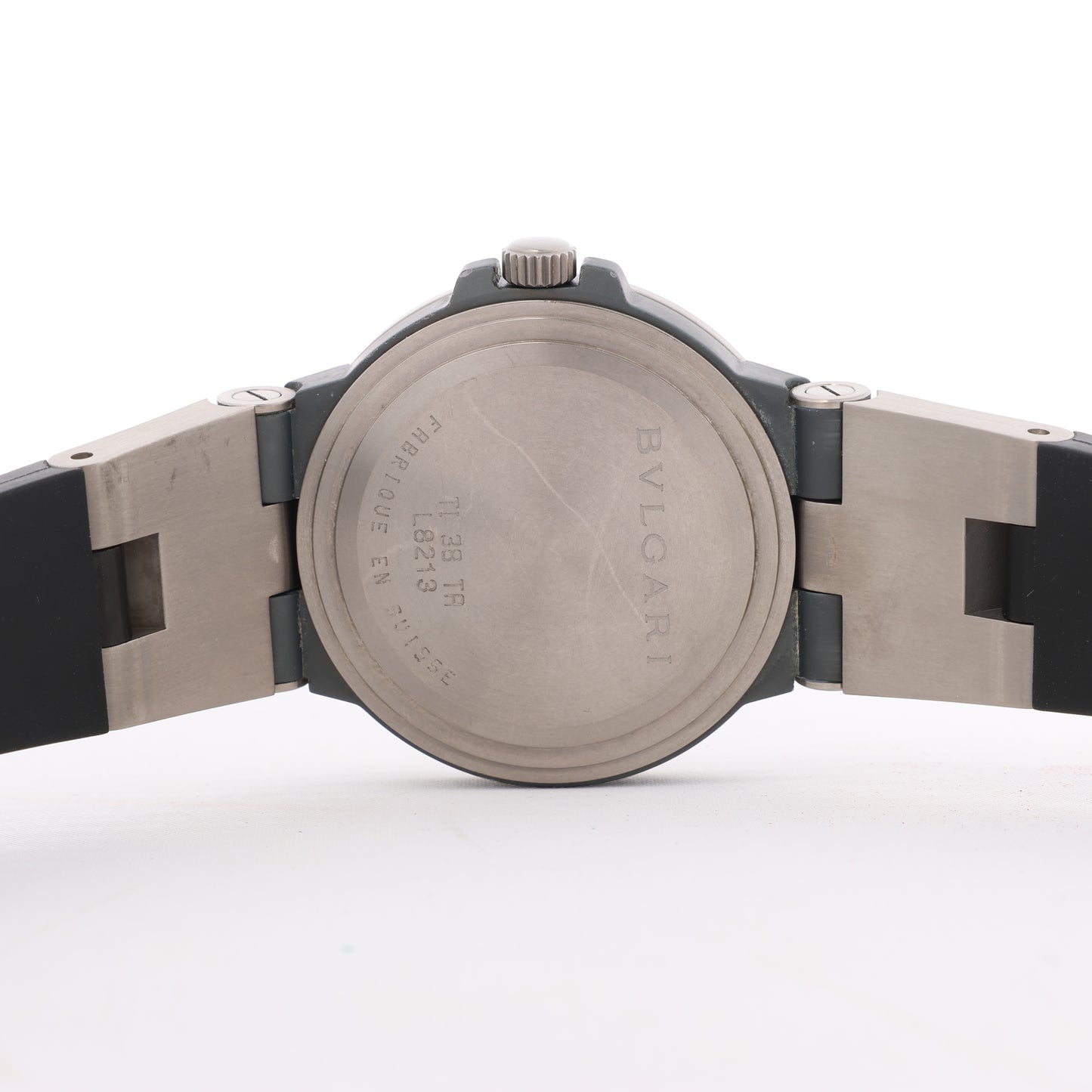 BVLGARI Diagono TI38TA L8213 Ti & Gummi AT Uhr mit braunem Zifferblatt