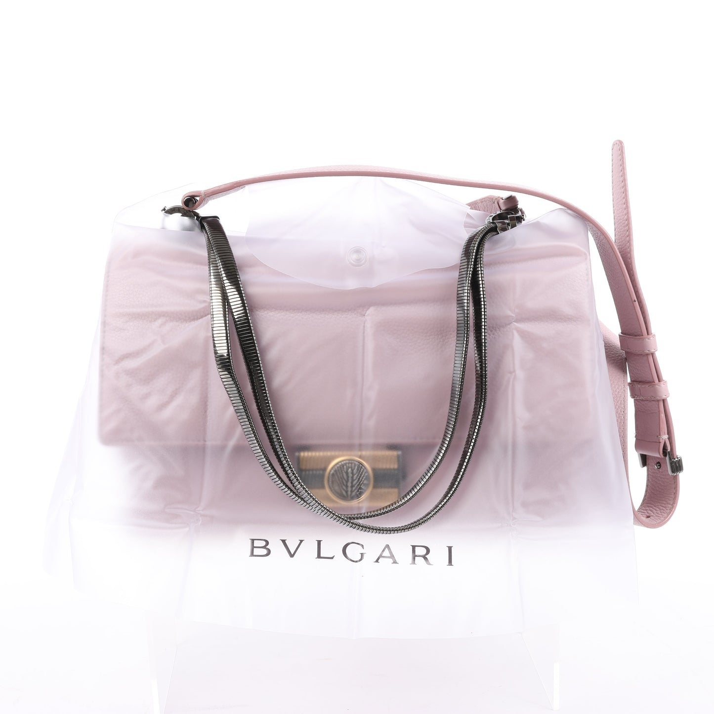 BVLGARI „Monete“ 2-Wege-Schultertasche aus rosa Leder