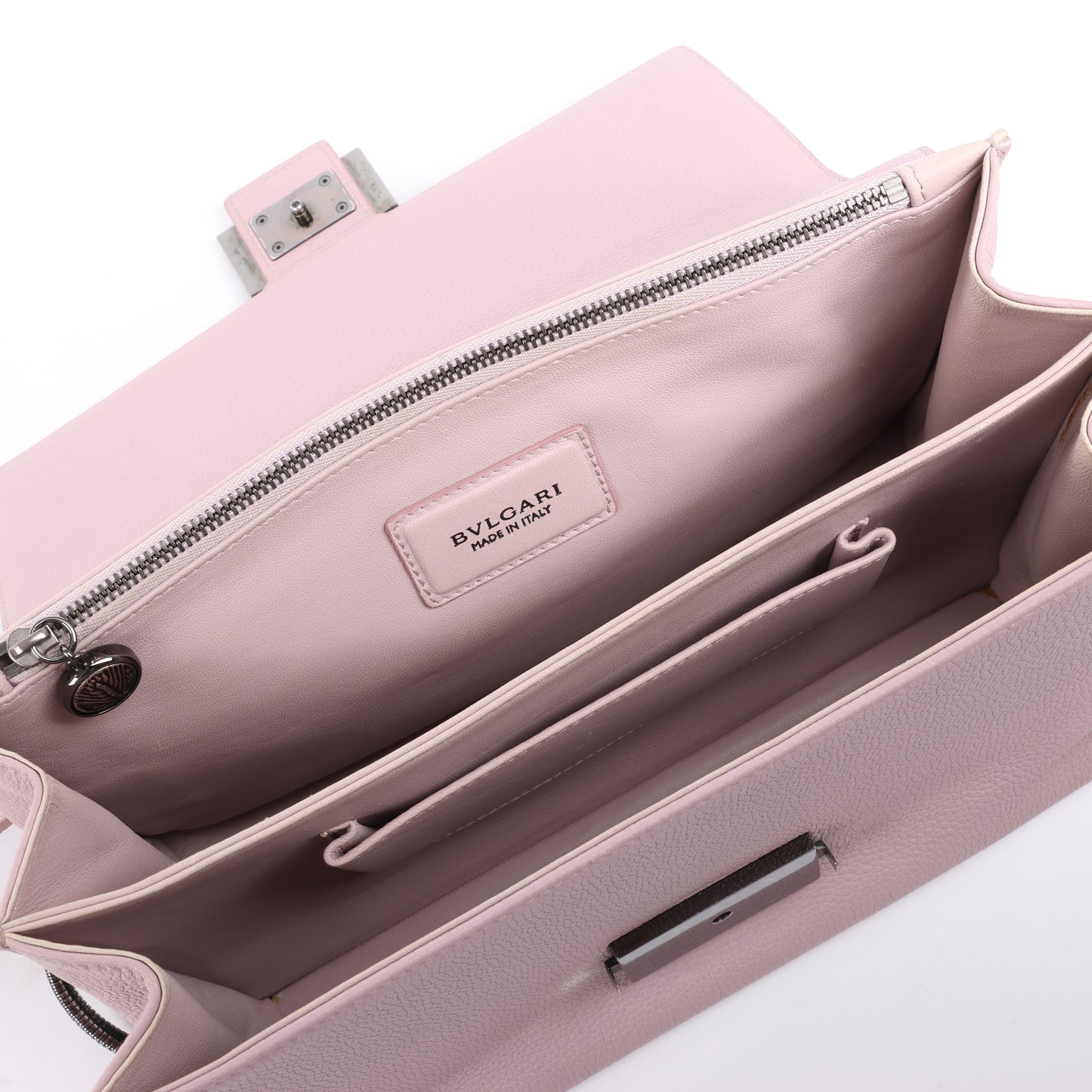 BVLGARI „Monete“ 2-Wege-Schultertasche aus rosa Leder