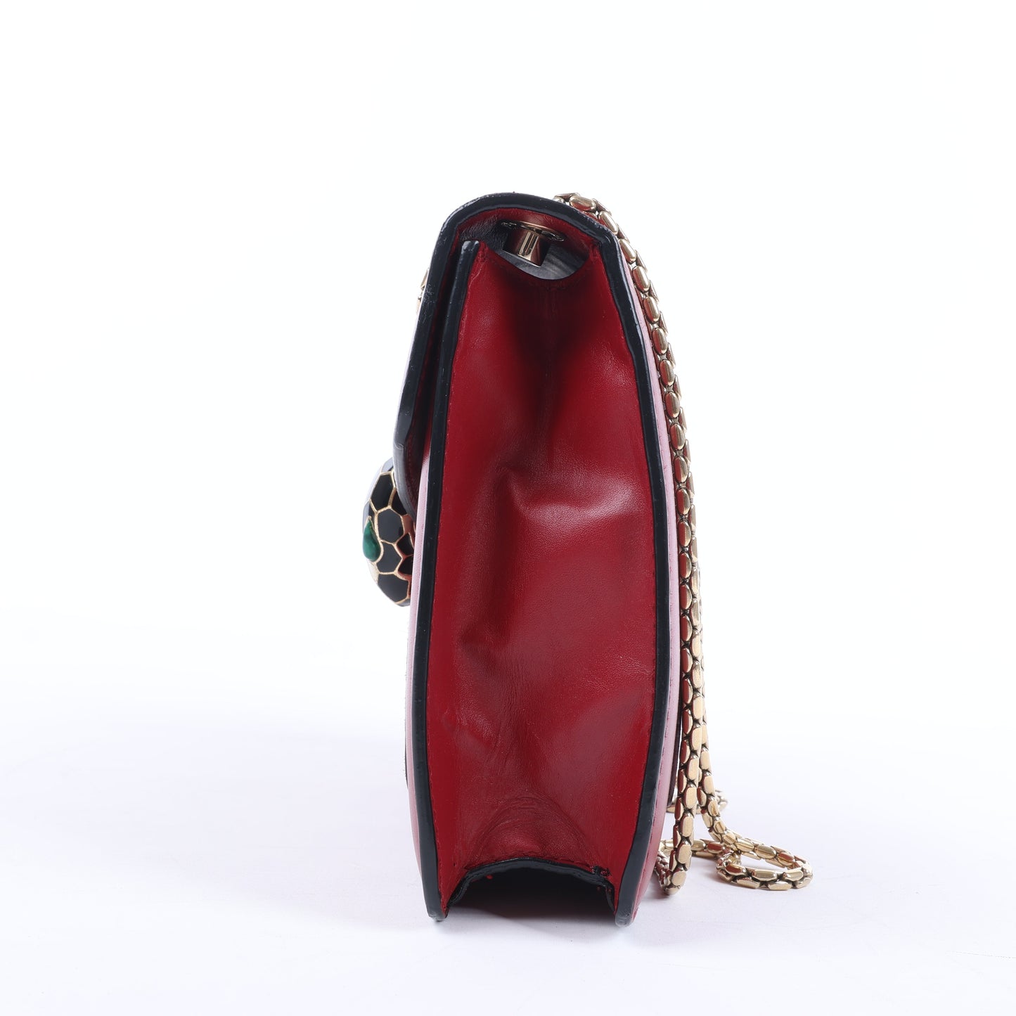 BVLGARI Serpenti Forever Schultertasche aus rotem Leder mit Kettenriemen