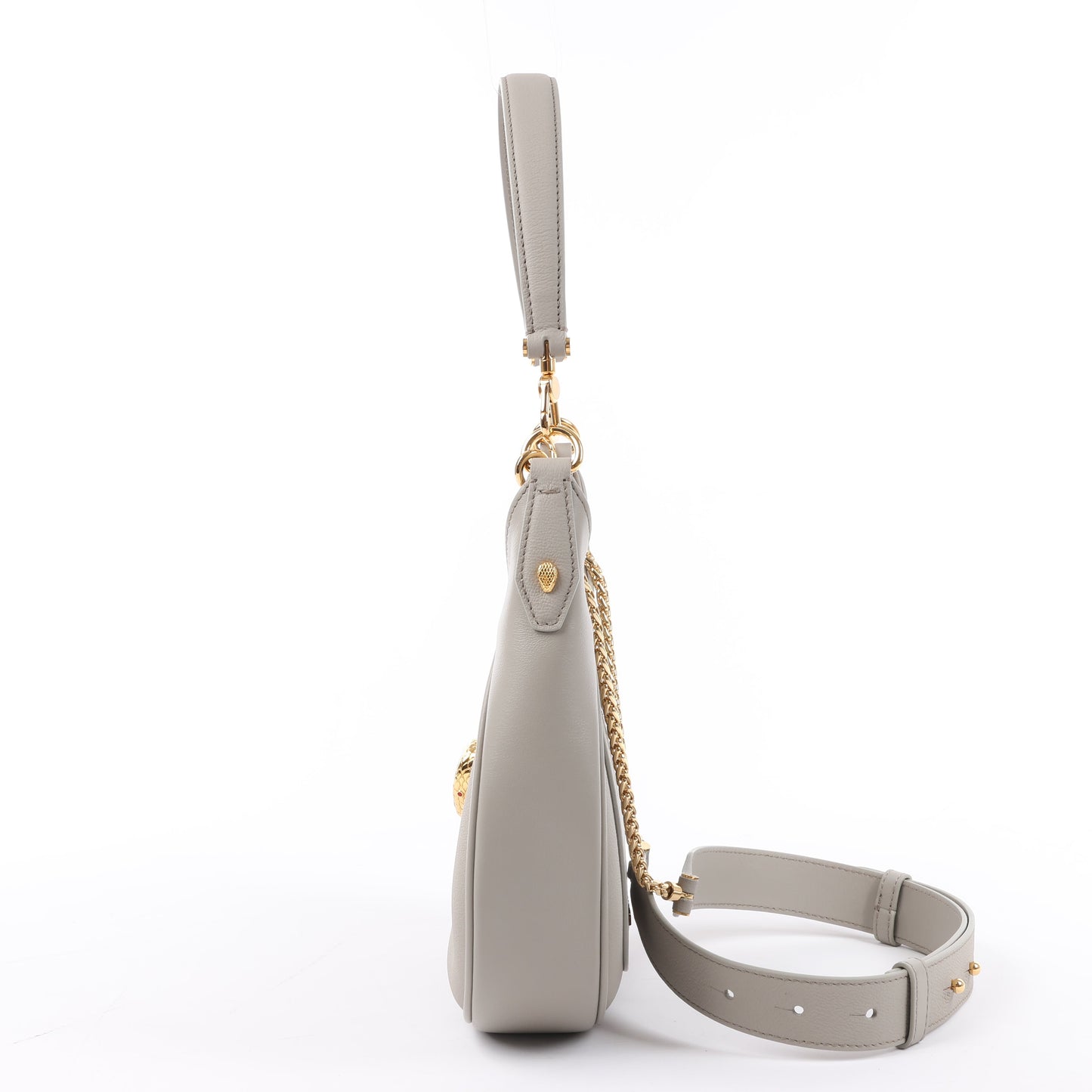 BVLGARI Serpenti-Schultertasche aus grauem Leder