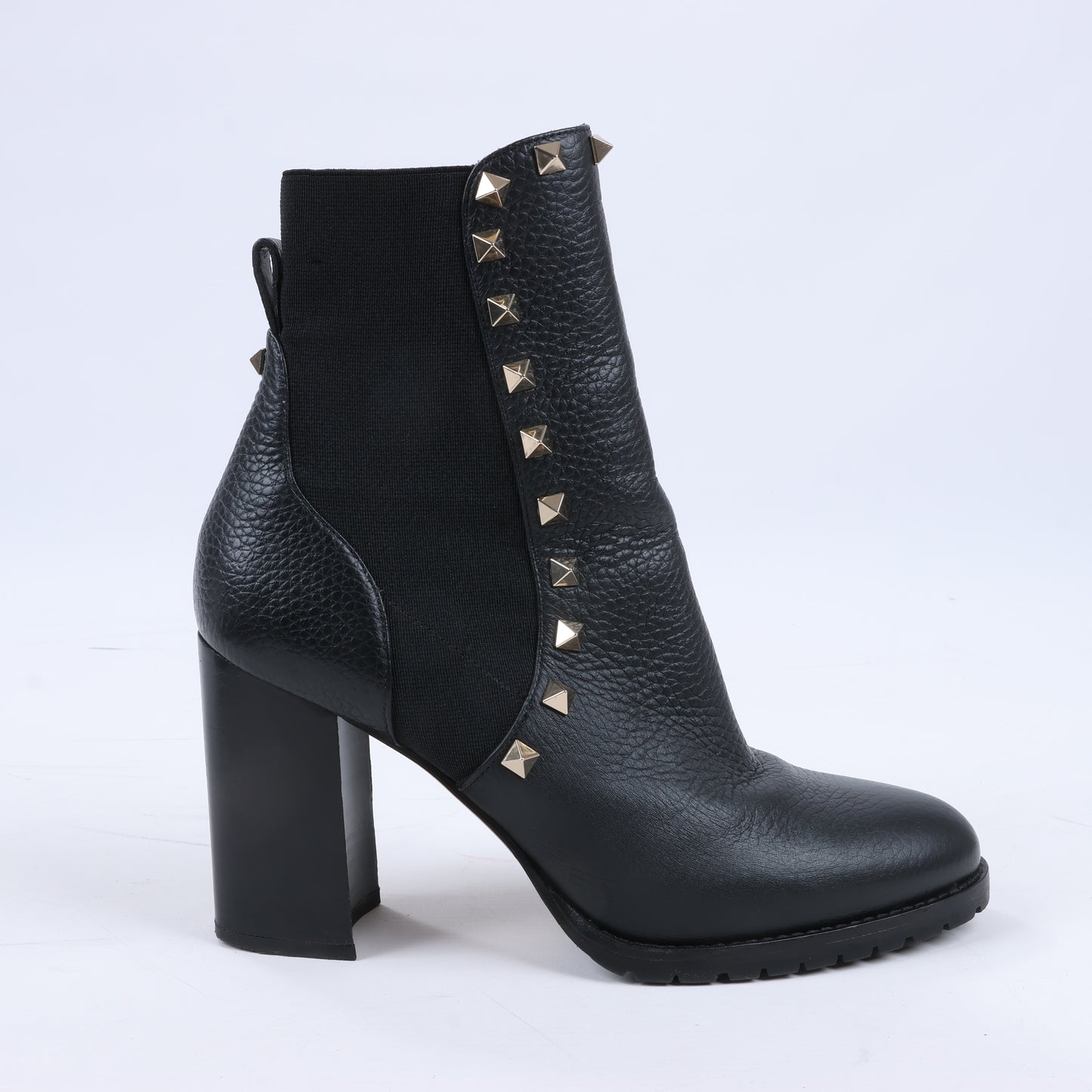Valentino Garavani Rockstuds Side Gore-Stiefel aus schwarzem Leder, Größe 37,5 EU