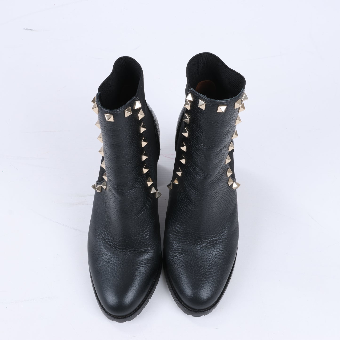 Valentino Garavani Rockstuds Side Gore-Stiefel aus schwarzem Leder, Größe 37,5 EU