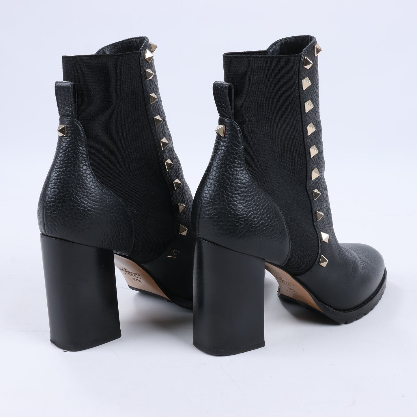 Valentino Garavani Rockstuds Side Gore-Stiefel aus schwarzem Leder, Größe 37,5 EU