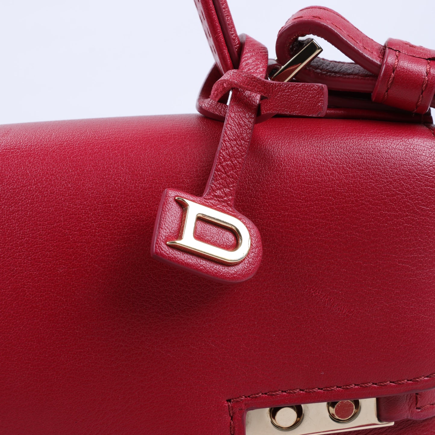 Delvaux Tempete Kleine 2-Wege-Handtasche aus Leder in Rot