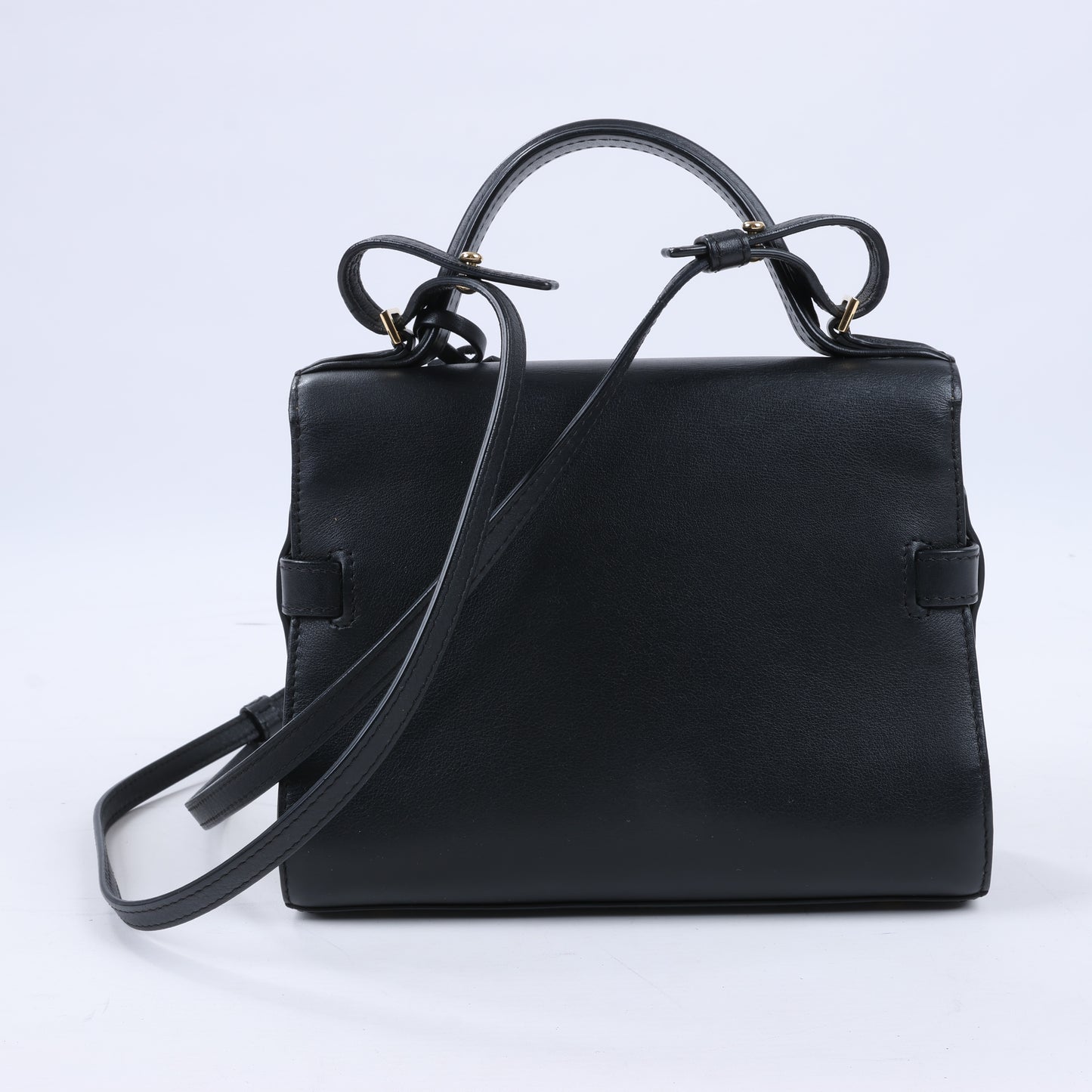 Delvaux Tempête PM 2-Wege-Handtasche aus schwarzem Leder