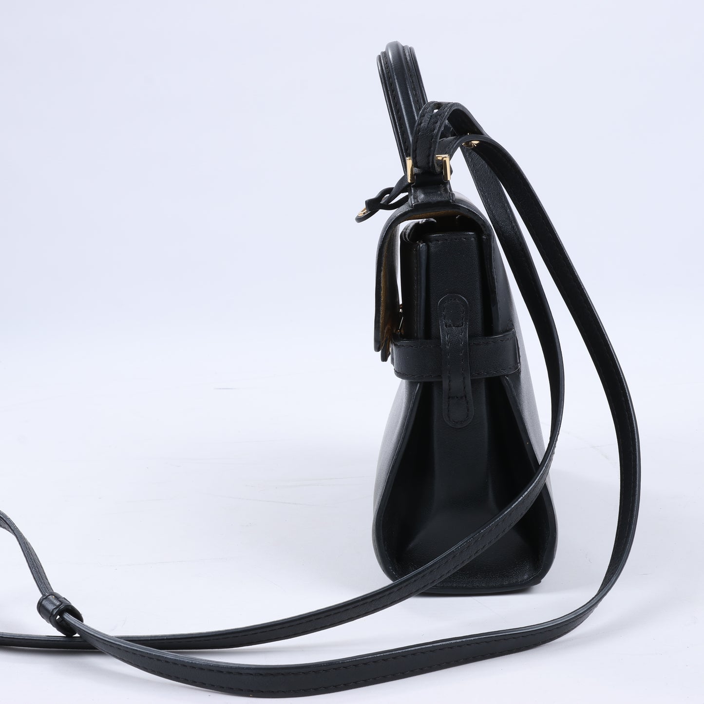 Delvaux Tempête PM 2-Wege-Handtasche aus schwarzem Leder
