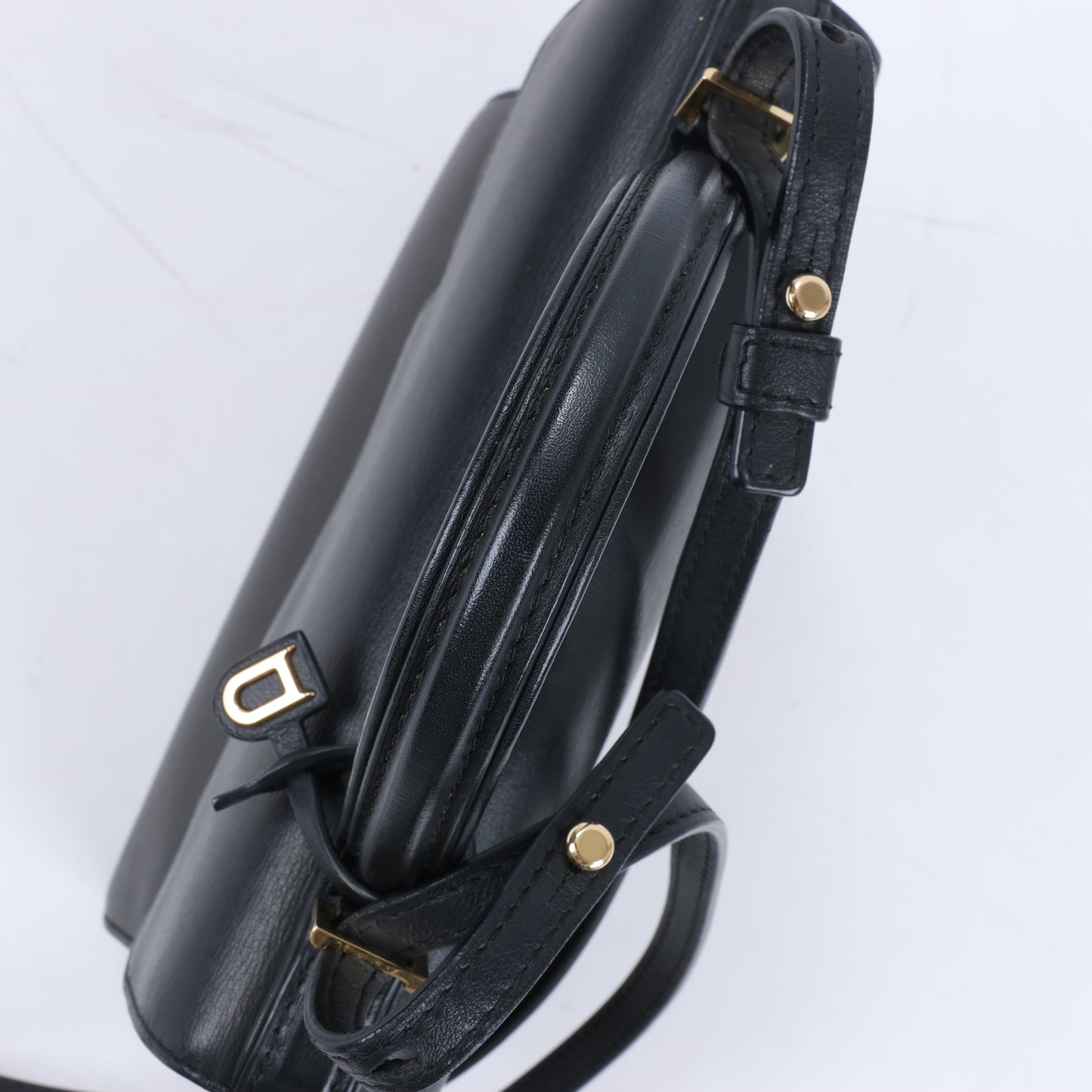 Delvaux Tempête PM 2-Wege-Handtasche aus schwarzem Leder