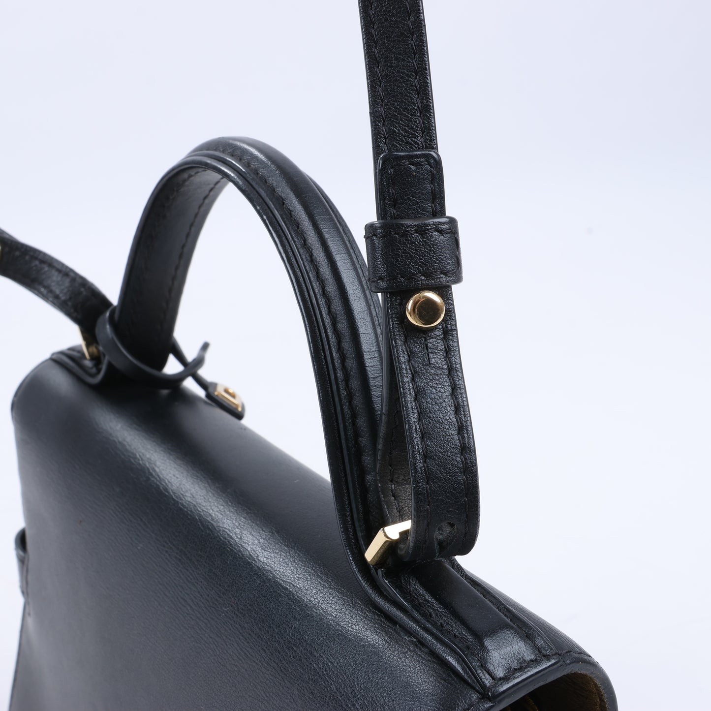 Delvaux Tempête PM 2-Wege-Handtasche aus schwarzem Leder