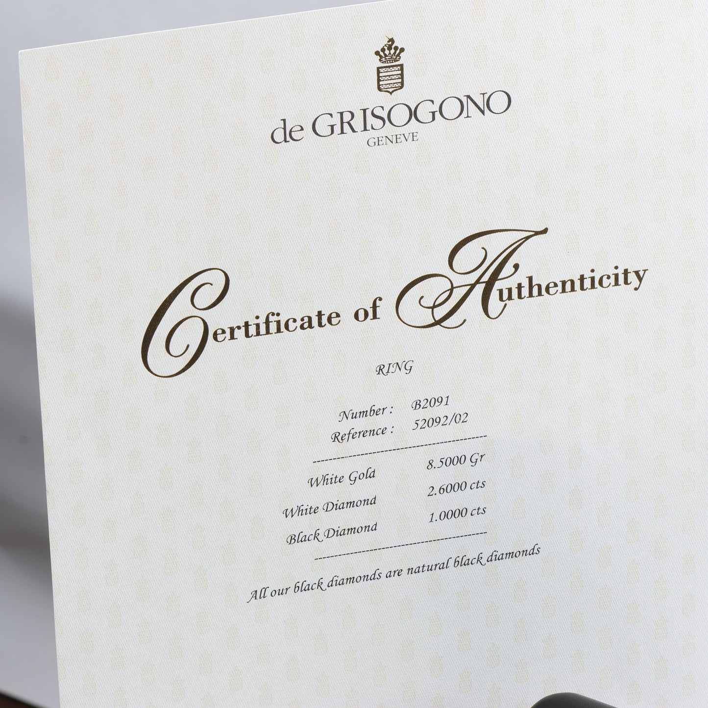 De Grisogono Schwarzer Diamant-Herzring, Größe 51