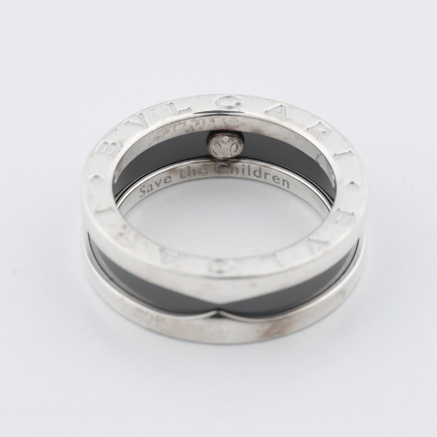 Bvlgari B.Zero 1 "Save the Children" Charity Ring 925 x Ceramic 6.2g Black × Silver, Size 52 EU