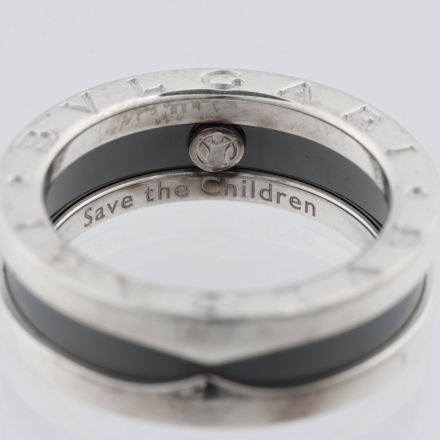 Bvlgari B.Zero 1 "Save the Children" Charity Ring 925 x Ceramic 6.2g Black × Silver, Size 52 EU