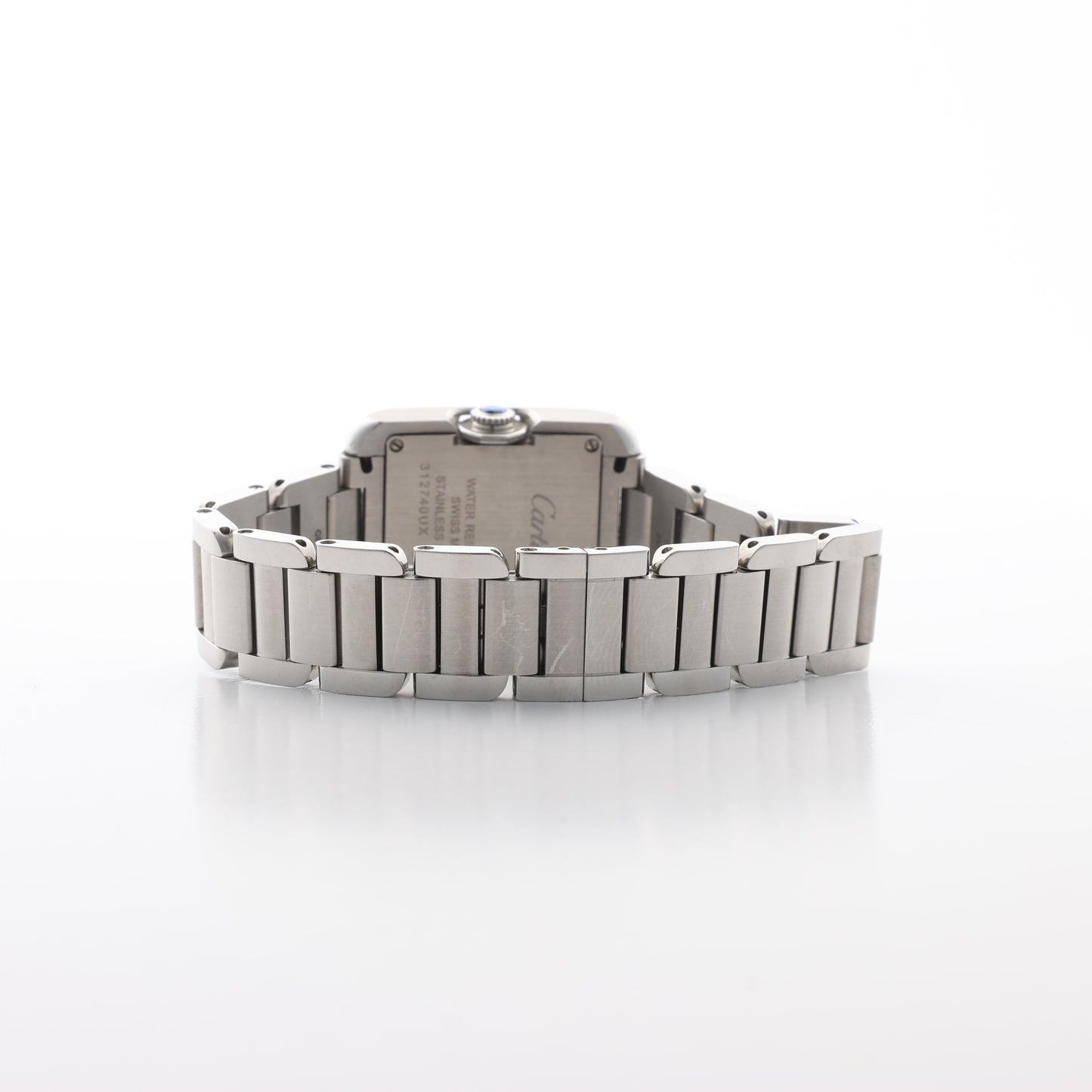 Cartier Tank Anglaise W4TA0003 3485312740UX SS QZ Silver-Face Watch