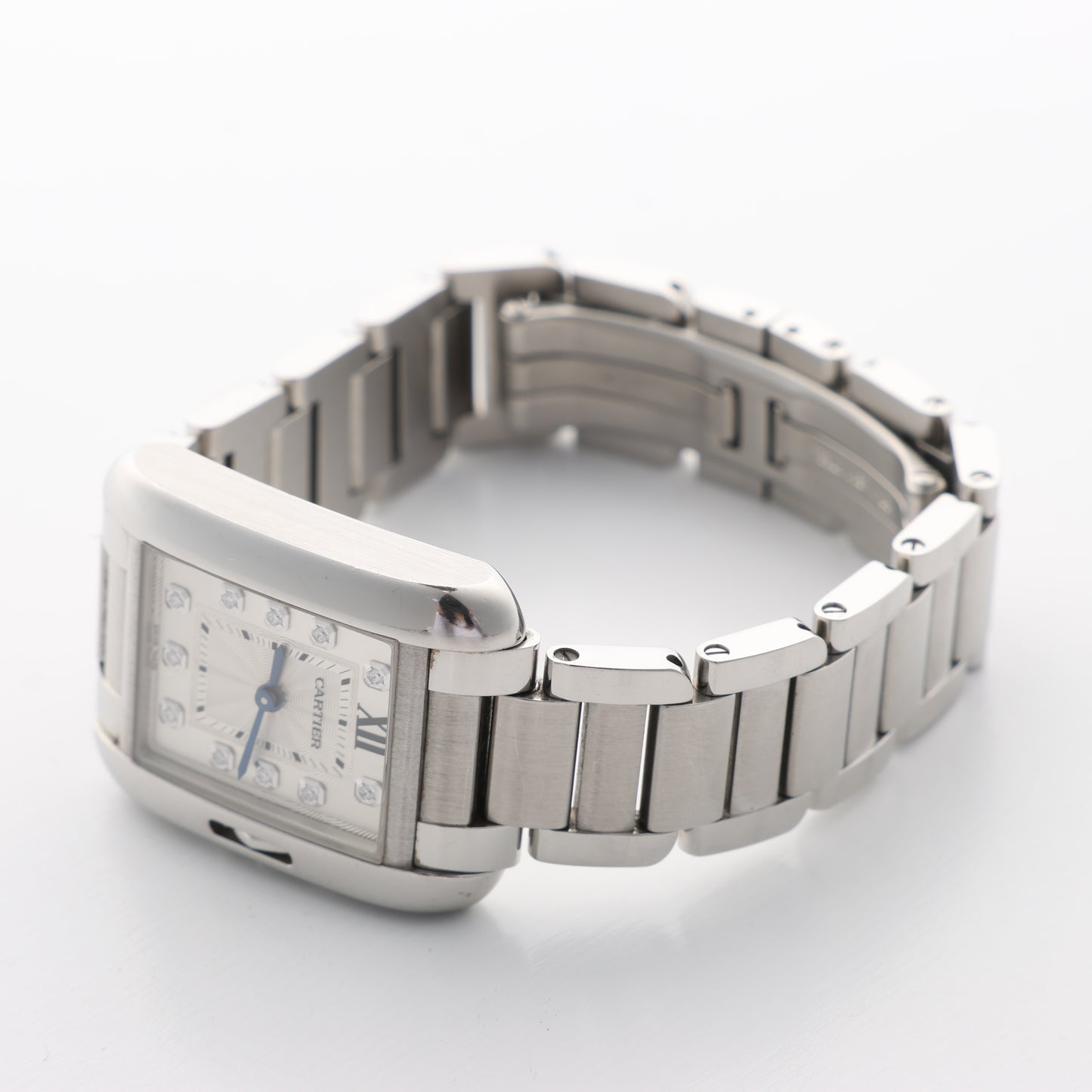 Cartier Tank Anglaise W4TA0003 3485312740UX SS QZ Silver-Face Watch