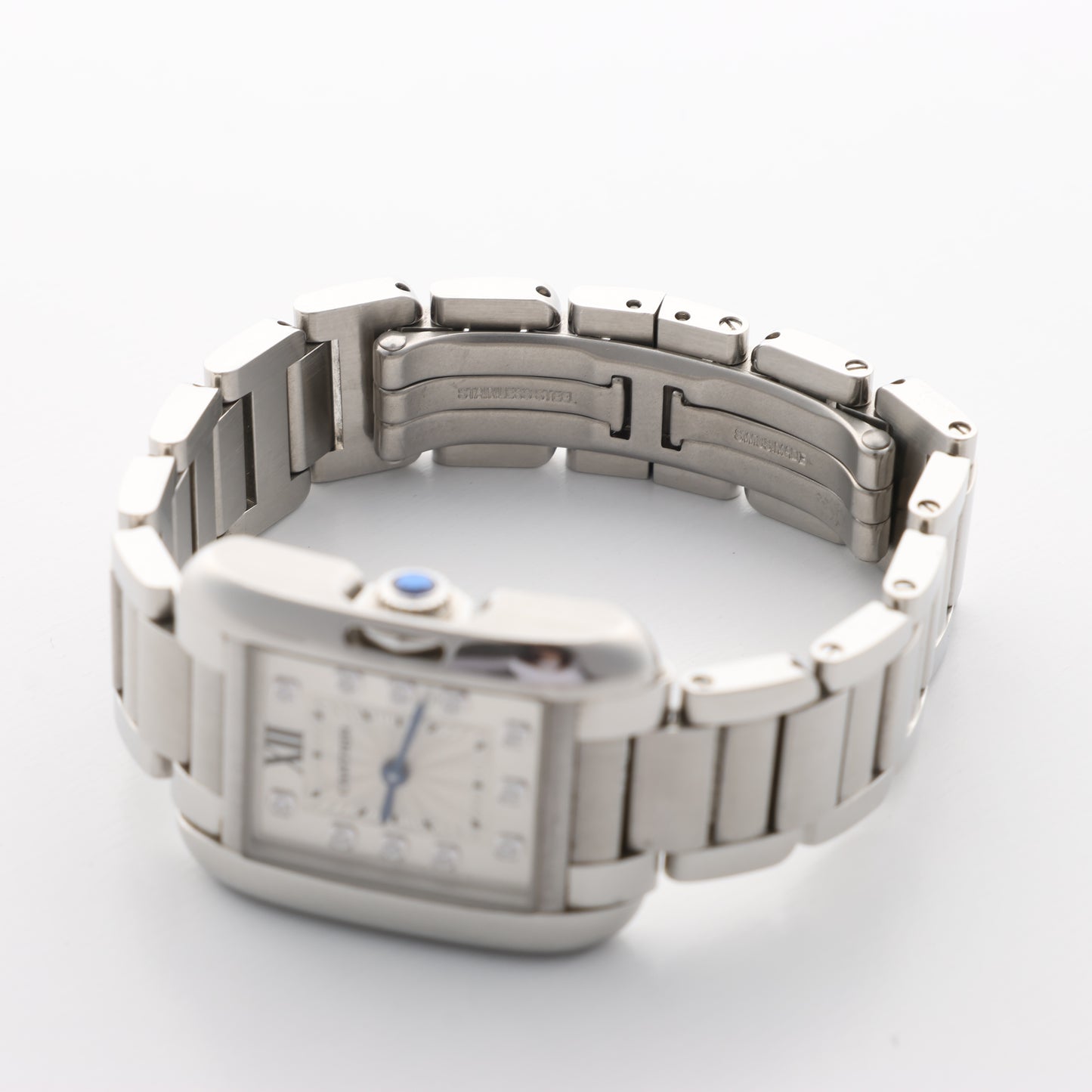 Cartier Tank Anglaise W4TA0003 3485312740UX SS QZ Silver-Face Watch