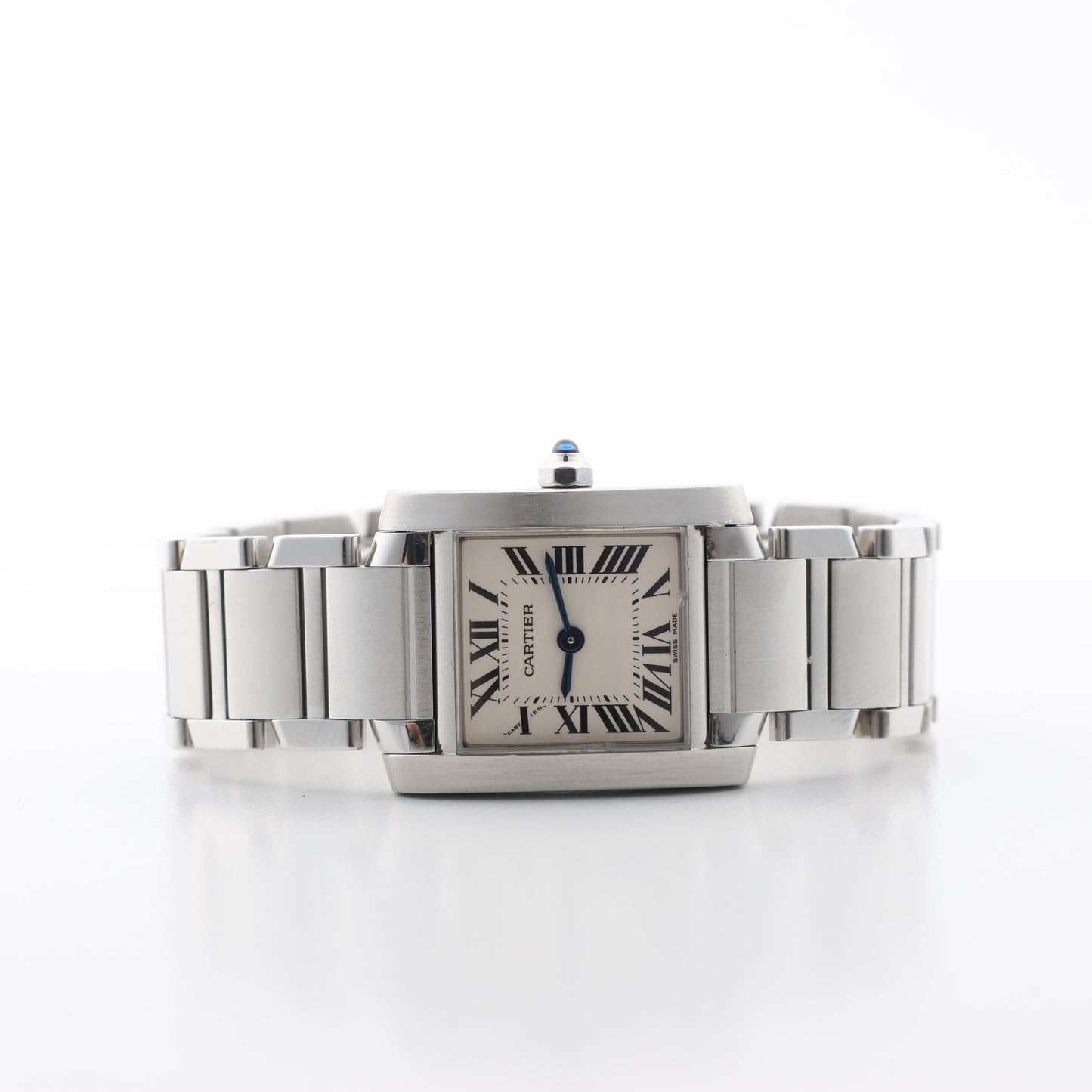 Cartier Tank Francaise W51008Q3 2384533804LX SS QZ Ivory-Face Watch