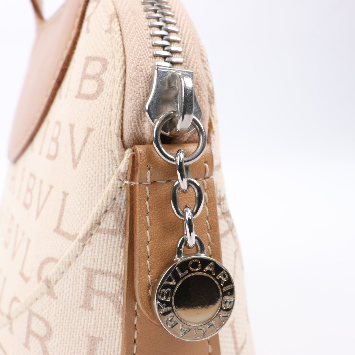 Bvlgari Bvlgari Canvas Handbag in Beige