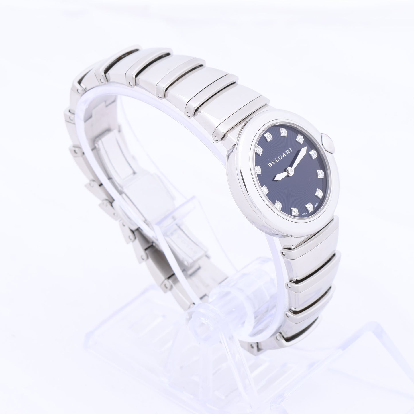 Bvlgari Lucea LU28S L4136 SS QZ Uhr mit blauem Zifferblatt