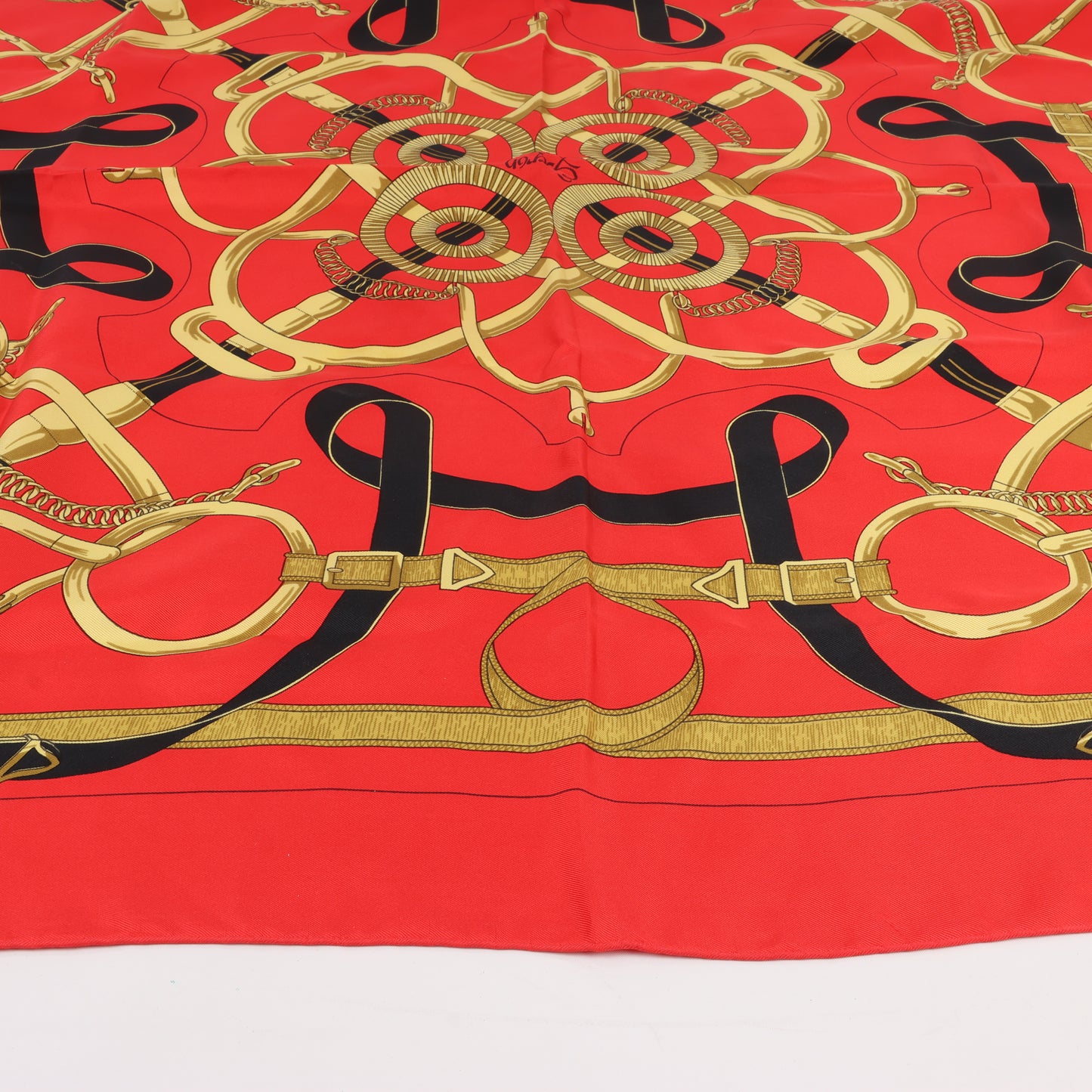 Hermès Carré 90 " Eperon d'or" 100% Silk Scarf in Red