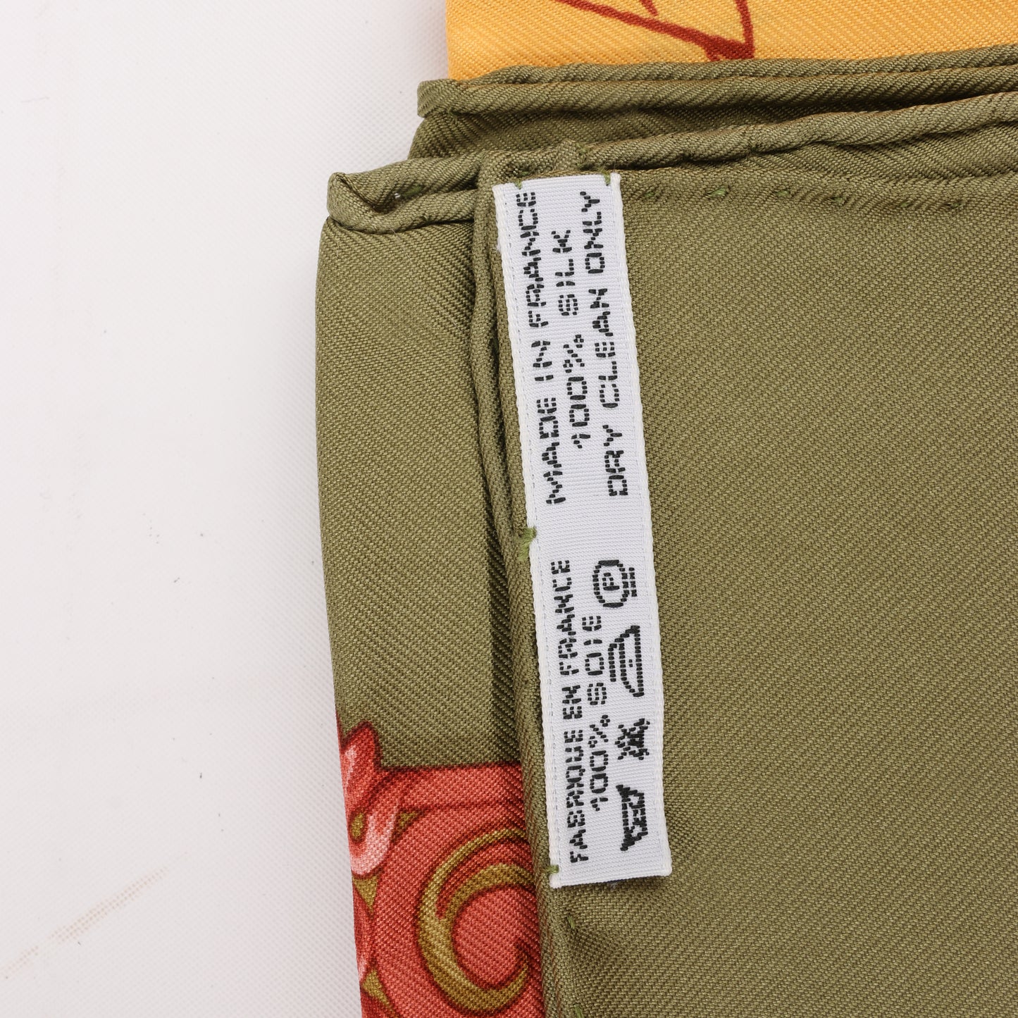 Hermès Carré 90 "Courbettes et Cabrioles" 100% Silk Scarf in Orange x Green