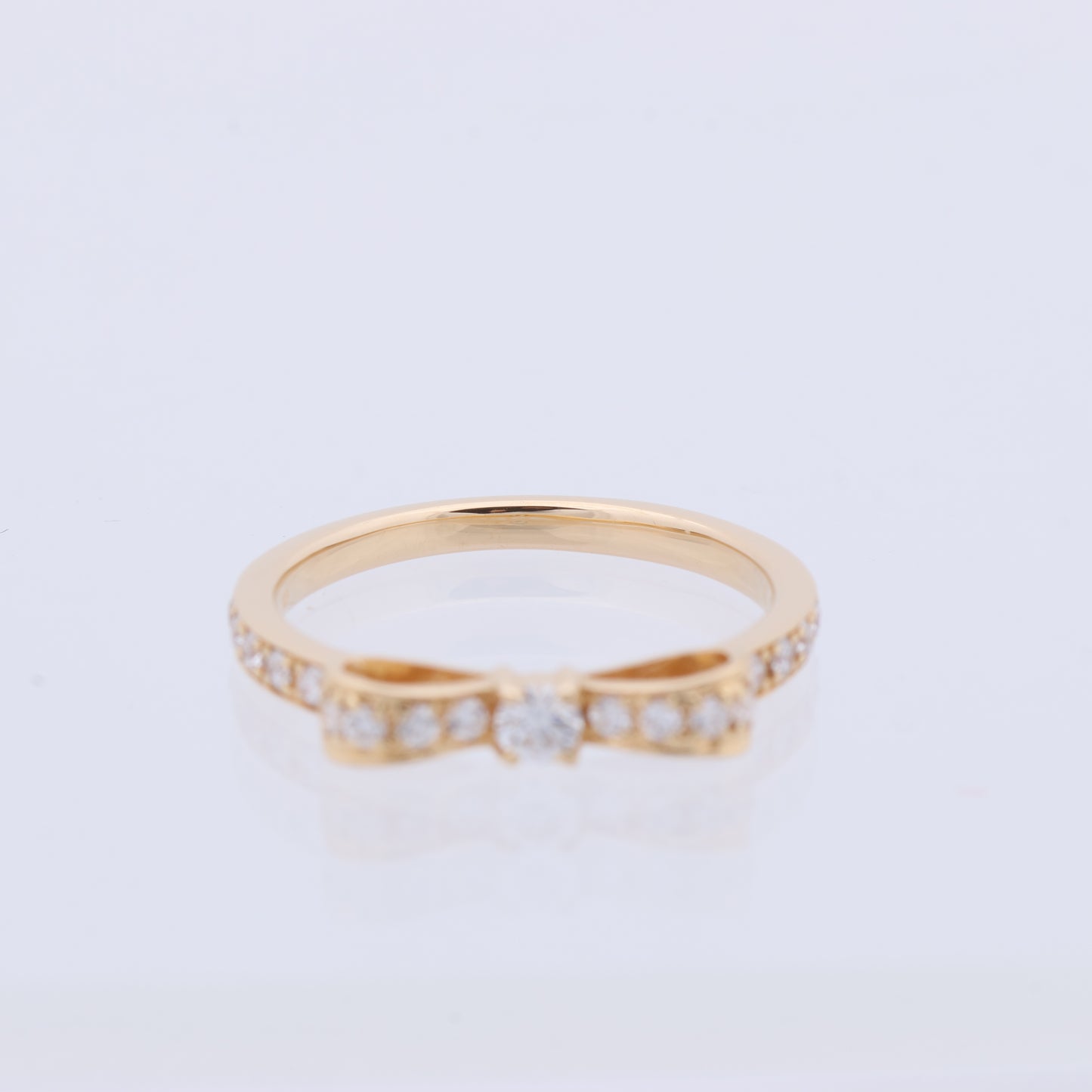 AVALONE Bow Diamond Ring K18(YG) 2.2g 0.25 ct