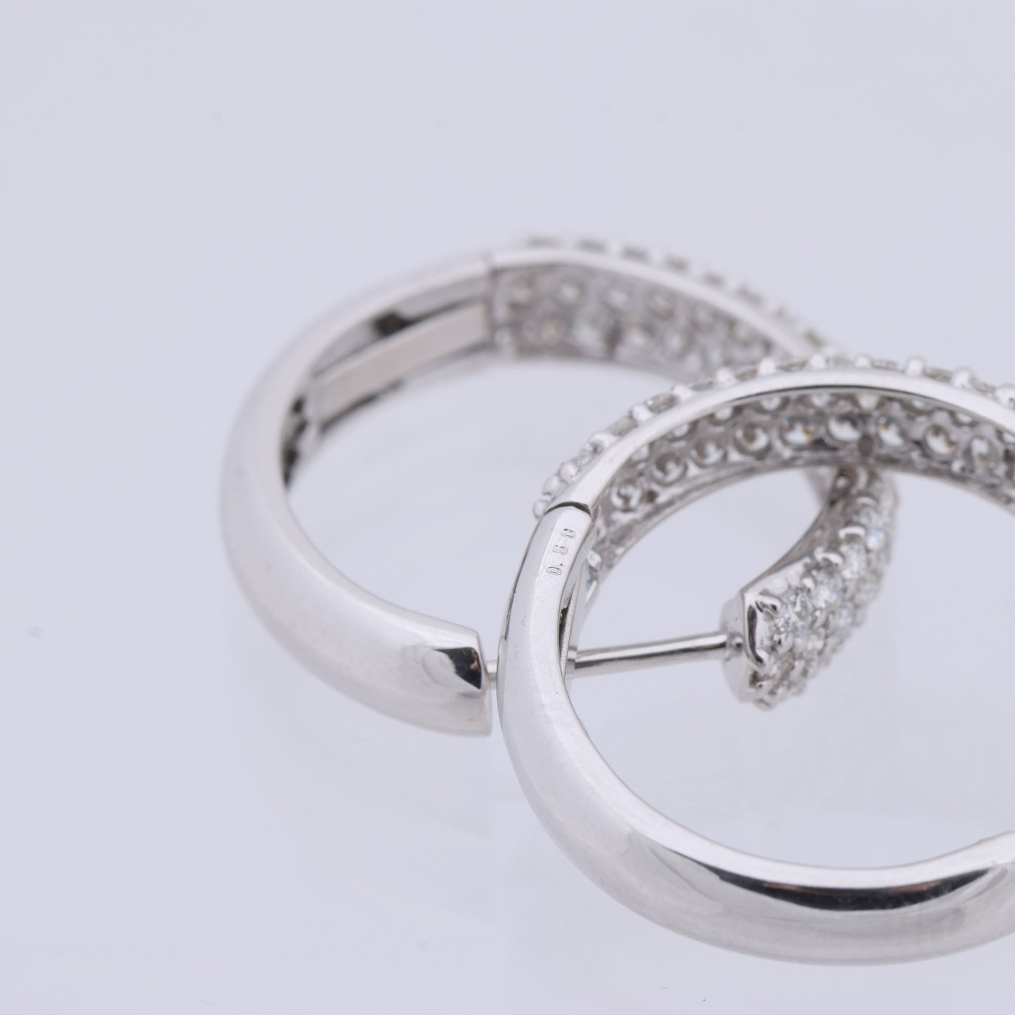 Non Signe / Unsigned Diamond Earrings K18WG 4.4g 1.0 ct
