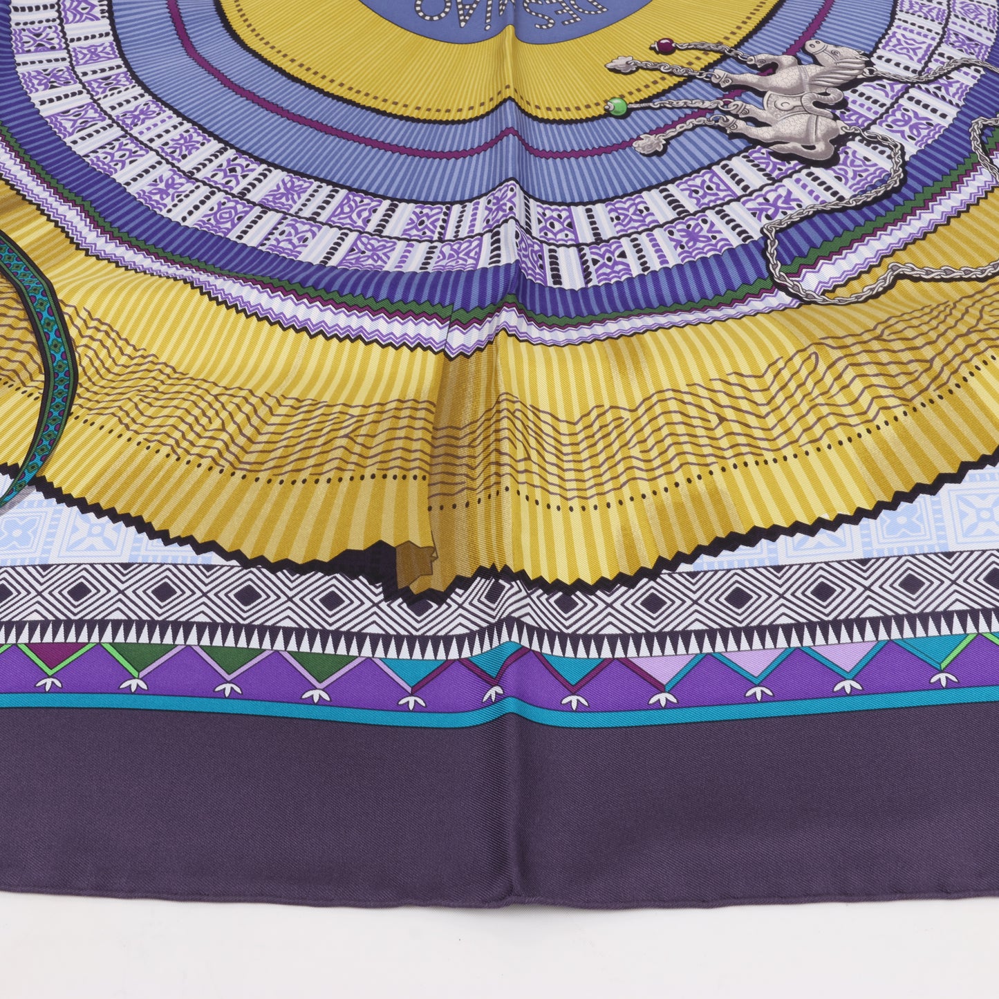 Hermès Carré 90 "CENT PLIS DES MIAO" 100% Silk Scarf in Purple