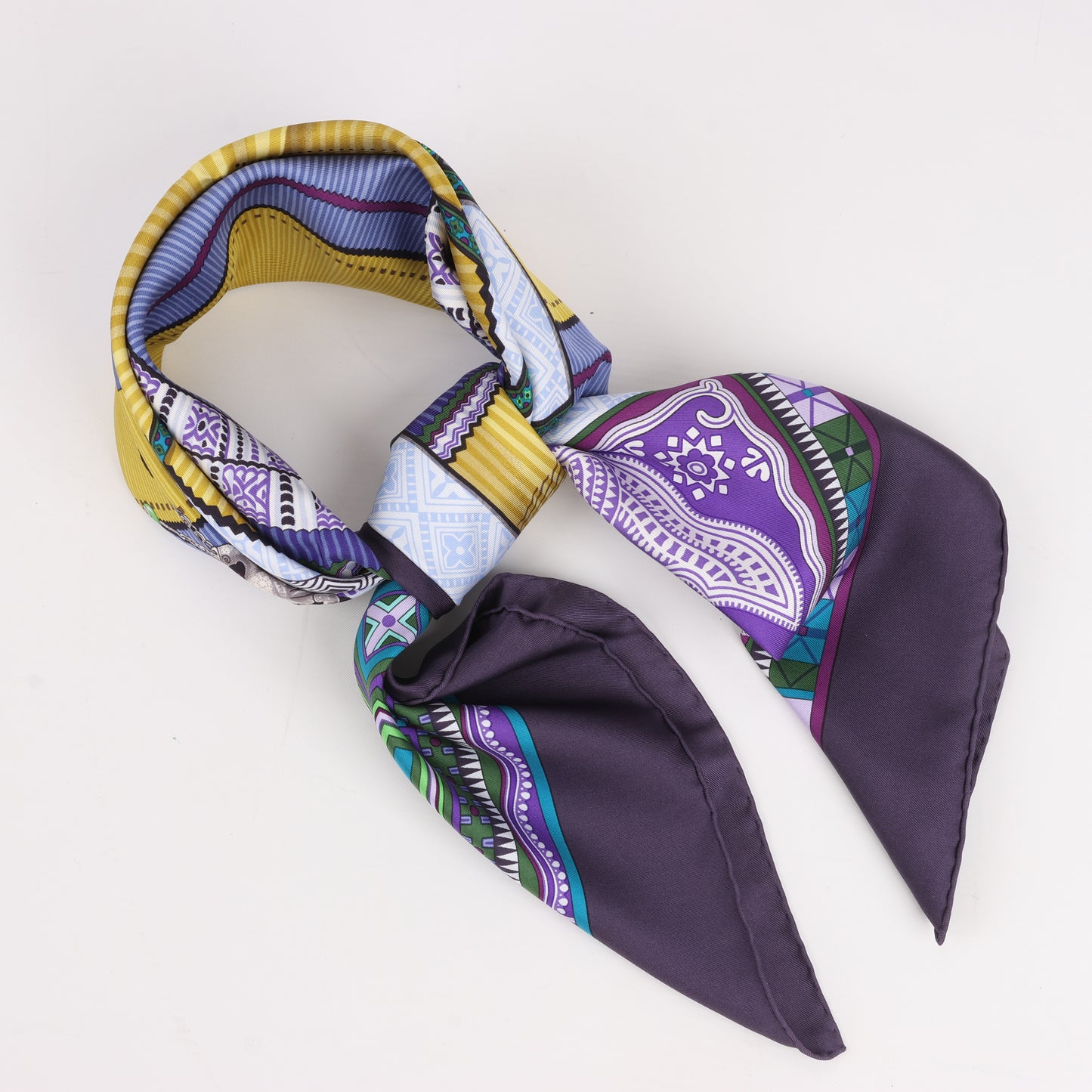 Hermès Carré 90 "CENT PLIS DES MIAO" 100% Silk Scarf in Purple
