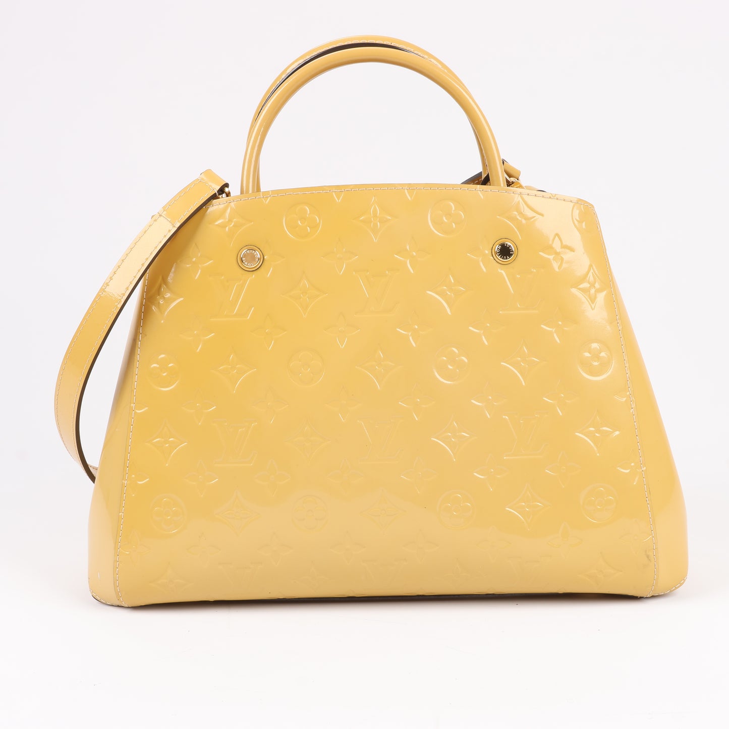 Louis Vuitton Monogram Vernis Montaigne MM Handtasche in Gelb M50169