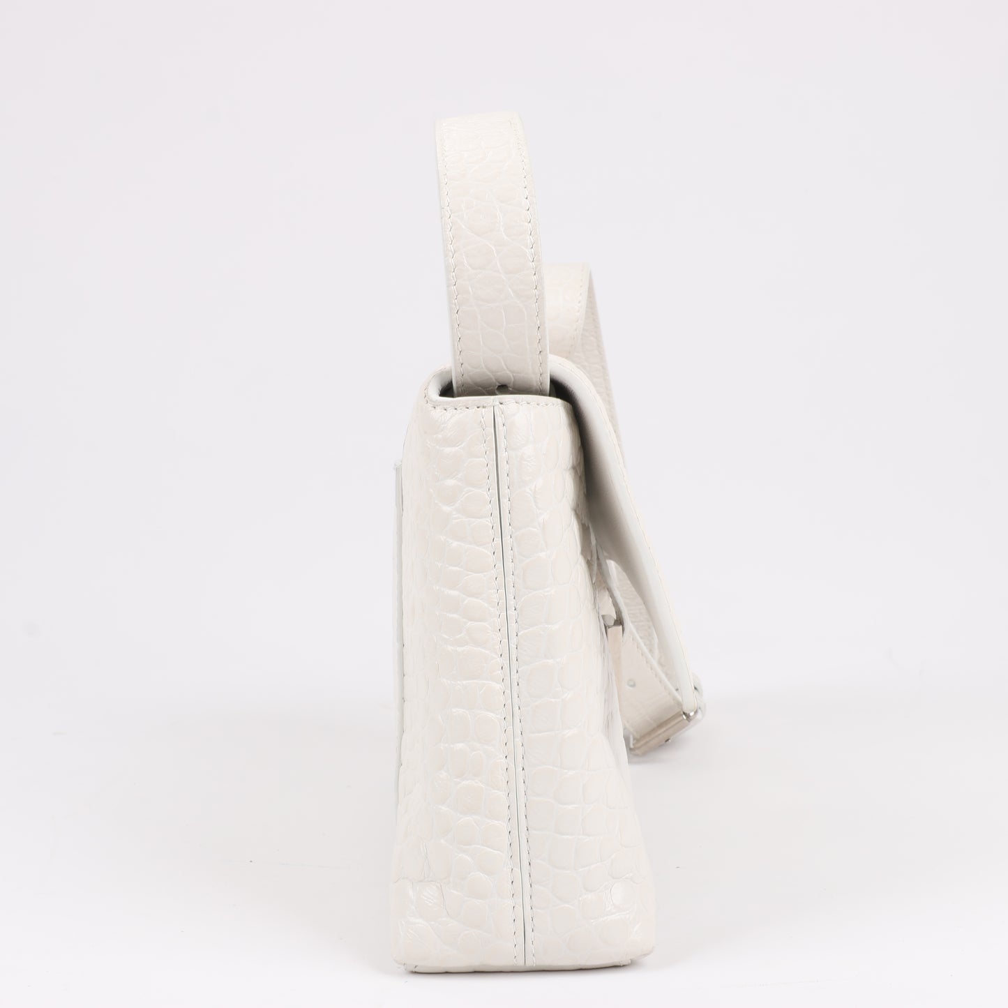 Balenciaga Hourglass Mock Croc Schultertasche in Weiß 671355