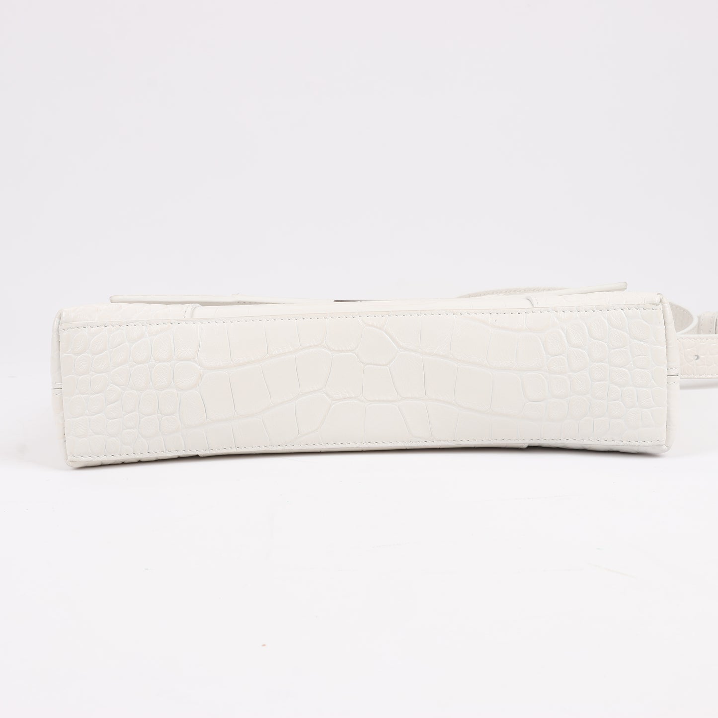 Balenciaga Hourglass Mock Croc Schultertasche in Weiß 671355