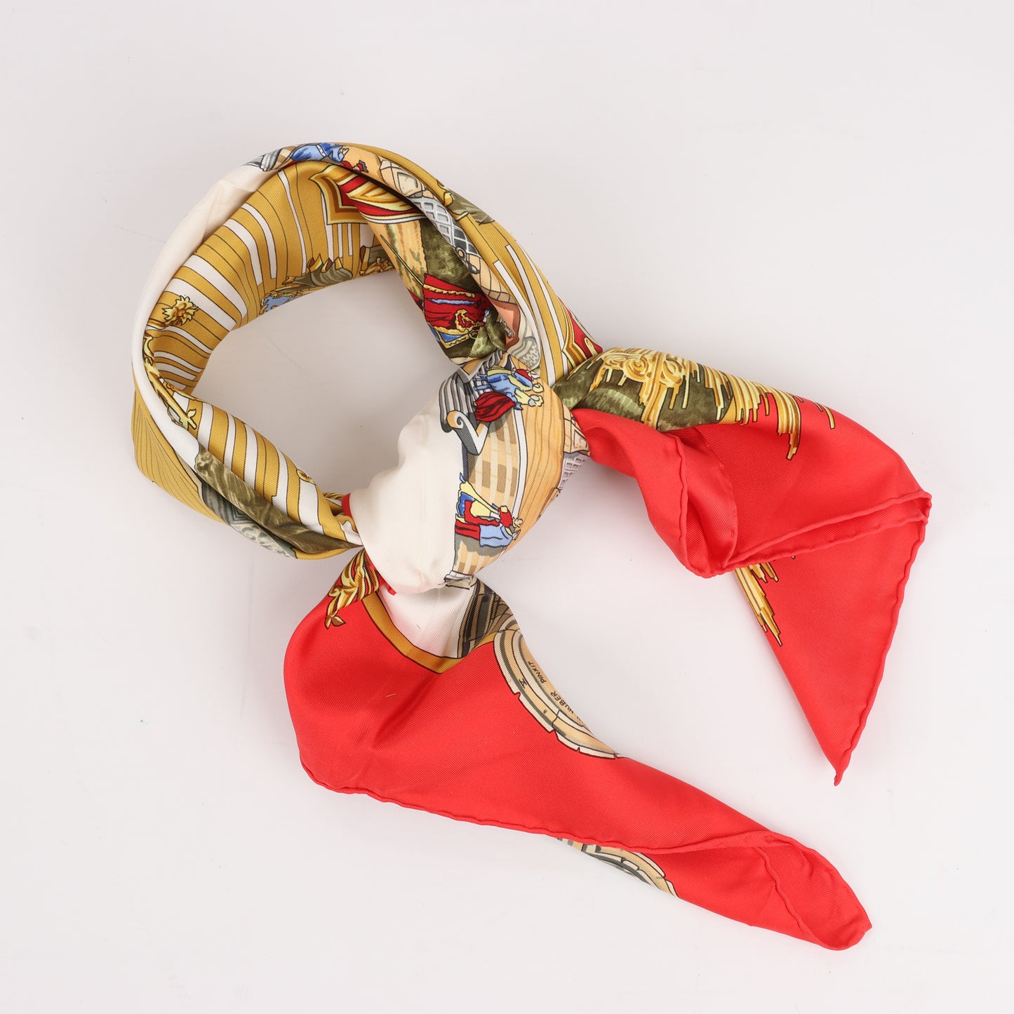 Hermès Carré 90 "SANSSOUCY" 100% Silk Scarf in Red