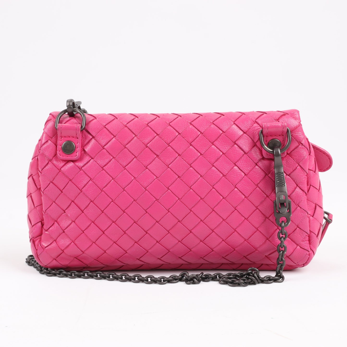 BOTTEGA VENETA – Schultertasche aus Intrecciato-Leder mit Kette in Pink