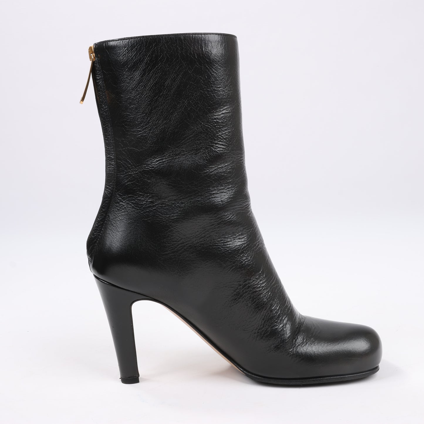 Bottega Veneta Leder LAVILLE Ankle Heel Stiefel Schwarz in Größe 38