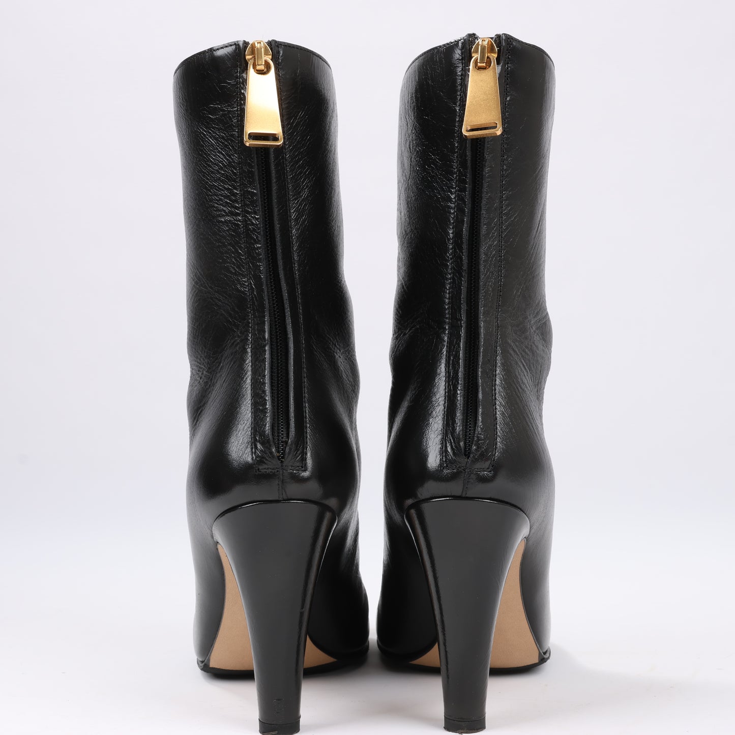 Bottega Veneta Leder LAVILLE Ankle Heel Stiefel Schwarz in Größe 38