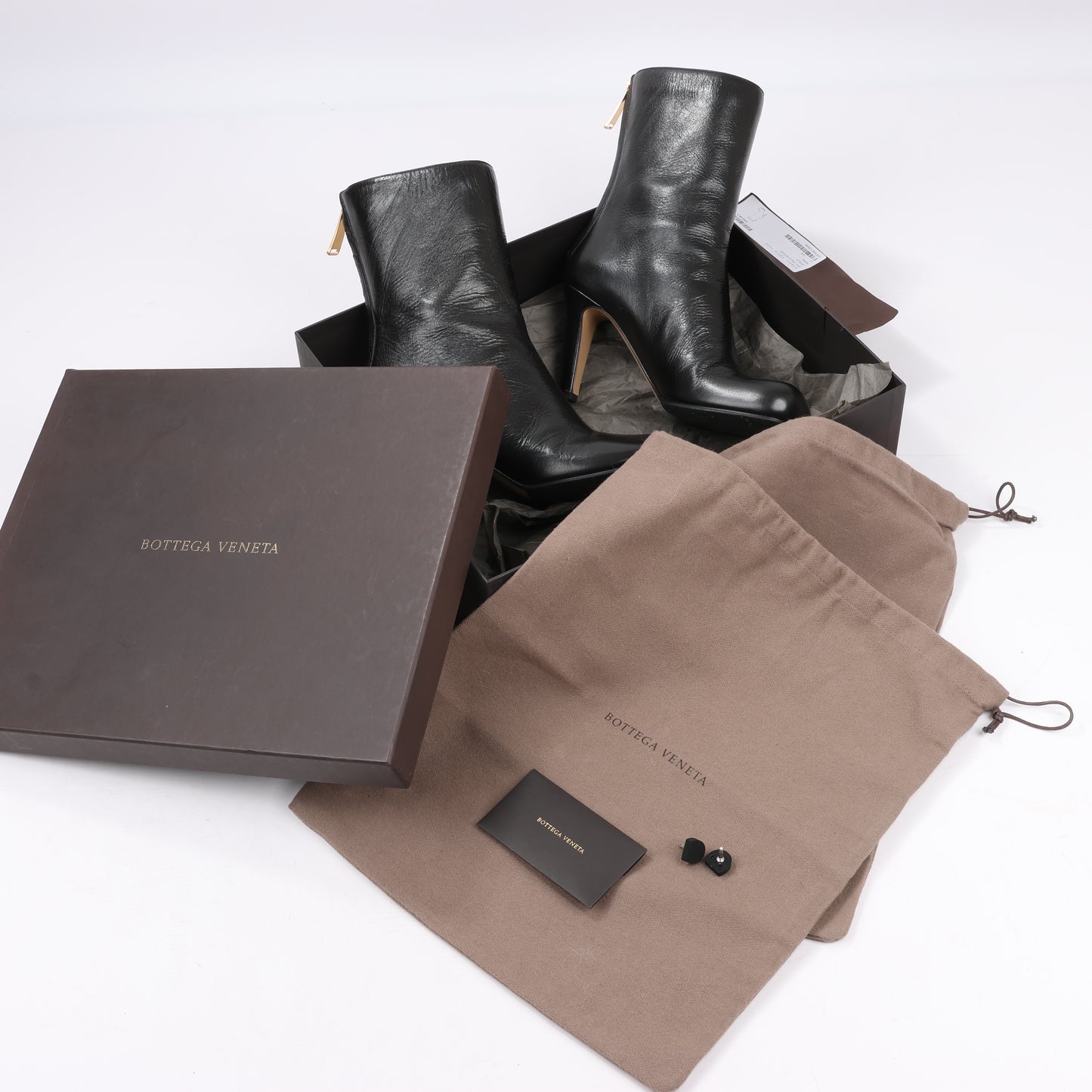 Bottega Veneta Leder LAVILLE Ankle Heel Stiefel Schwarz in Größe 38