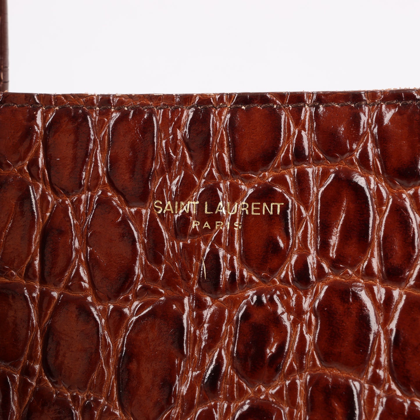 Saint Laurent Paris – Toy Shopping – 2-Wege-Handtasche in Kroko-Optik in Braun, 600307