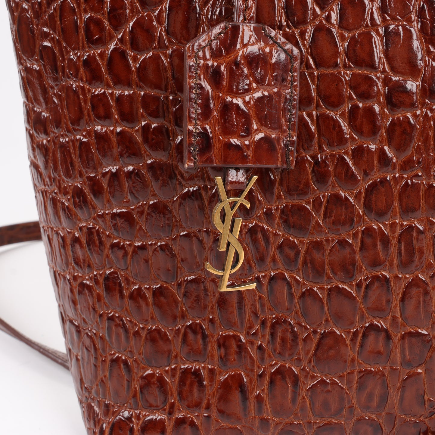 Saint Laurent Paris – Toy Shopping – 2-Wege-Handtasche in Kroko-Optik in Braun, 600307