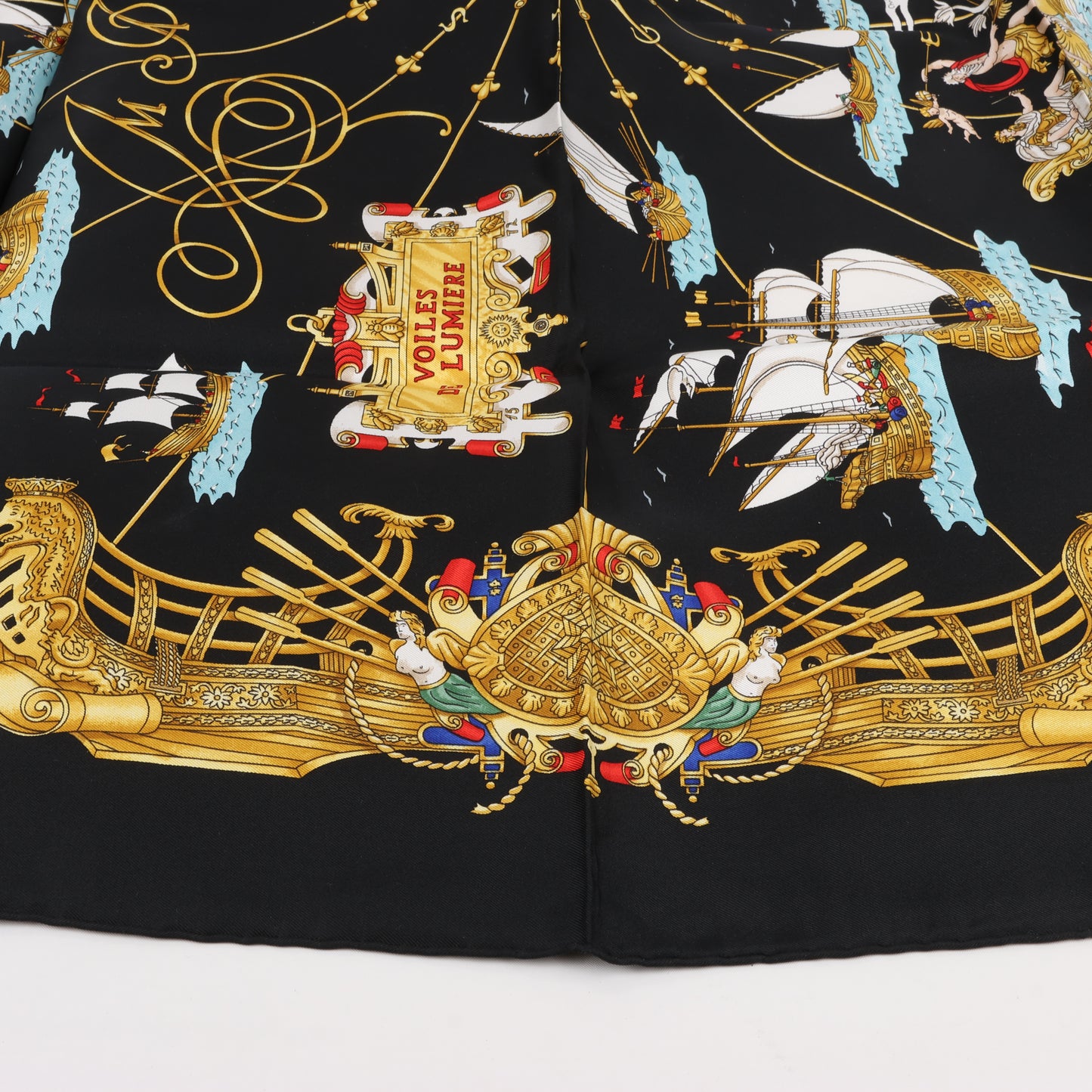 Hermès Carré 90 "VOILES DE LUMIERE" 100% Silk Scarf in Black