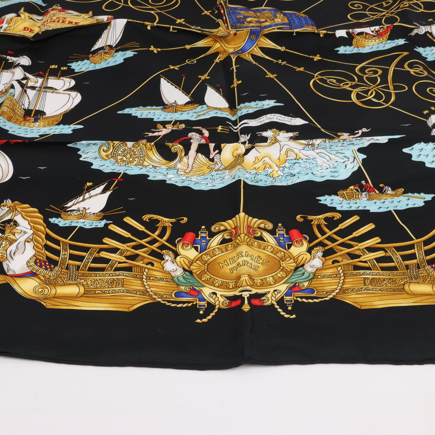 Hermès Carré 90 "VOILES DE LUMIERE" 100% Silk Scarf in Black