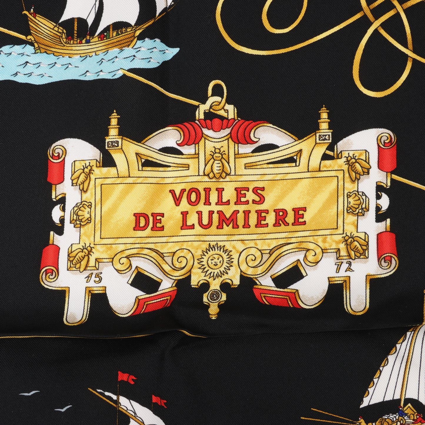 Hermès Carré 90 "VOILES DE LUMIERE" 100% Silk Scarf in Black