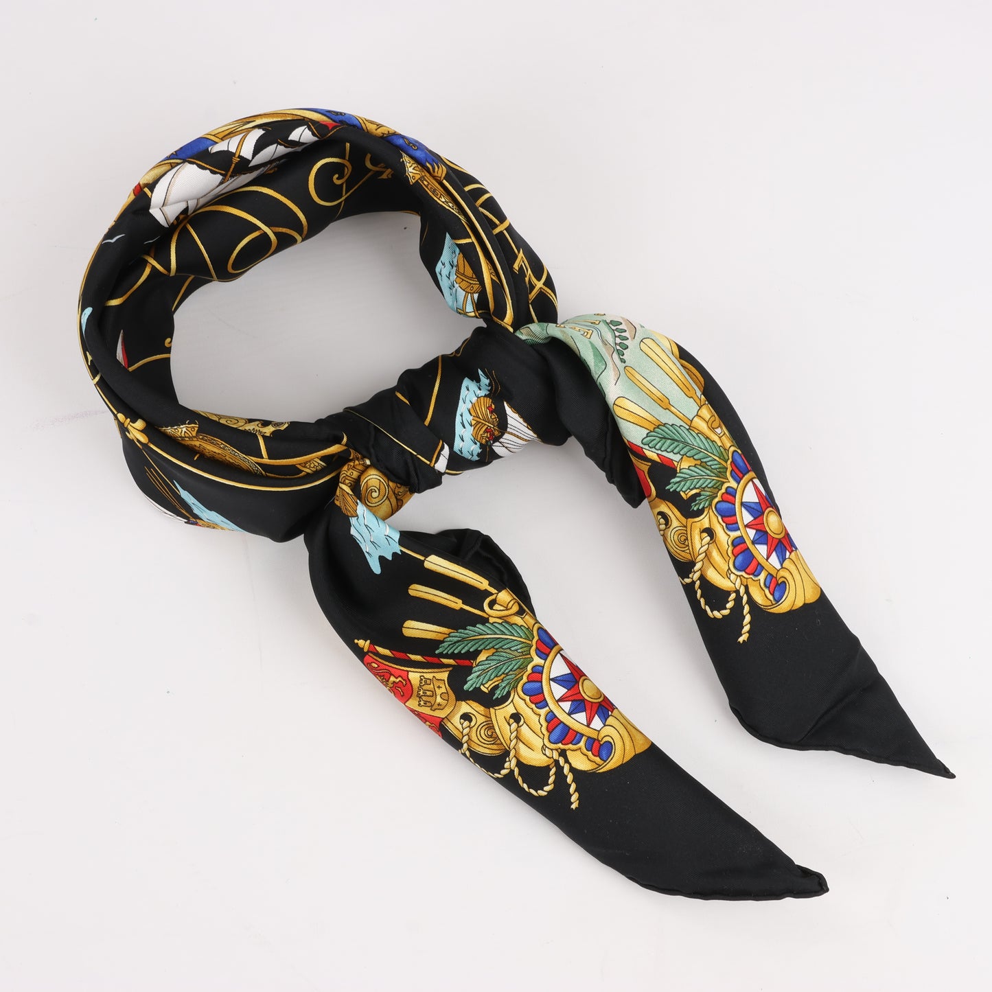 Hermès Carré 90 "VOILES DE LUMIERE" 100% Silk Scarf in Black