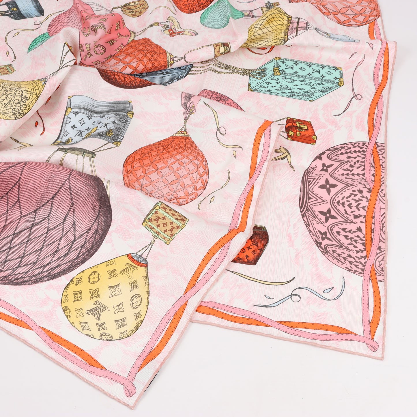 Louis Vuitton "up AND away" M77661 100% Silk Scarf in Pink GM1213