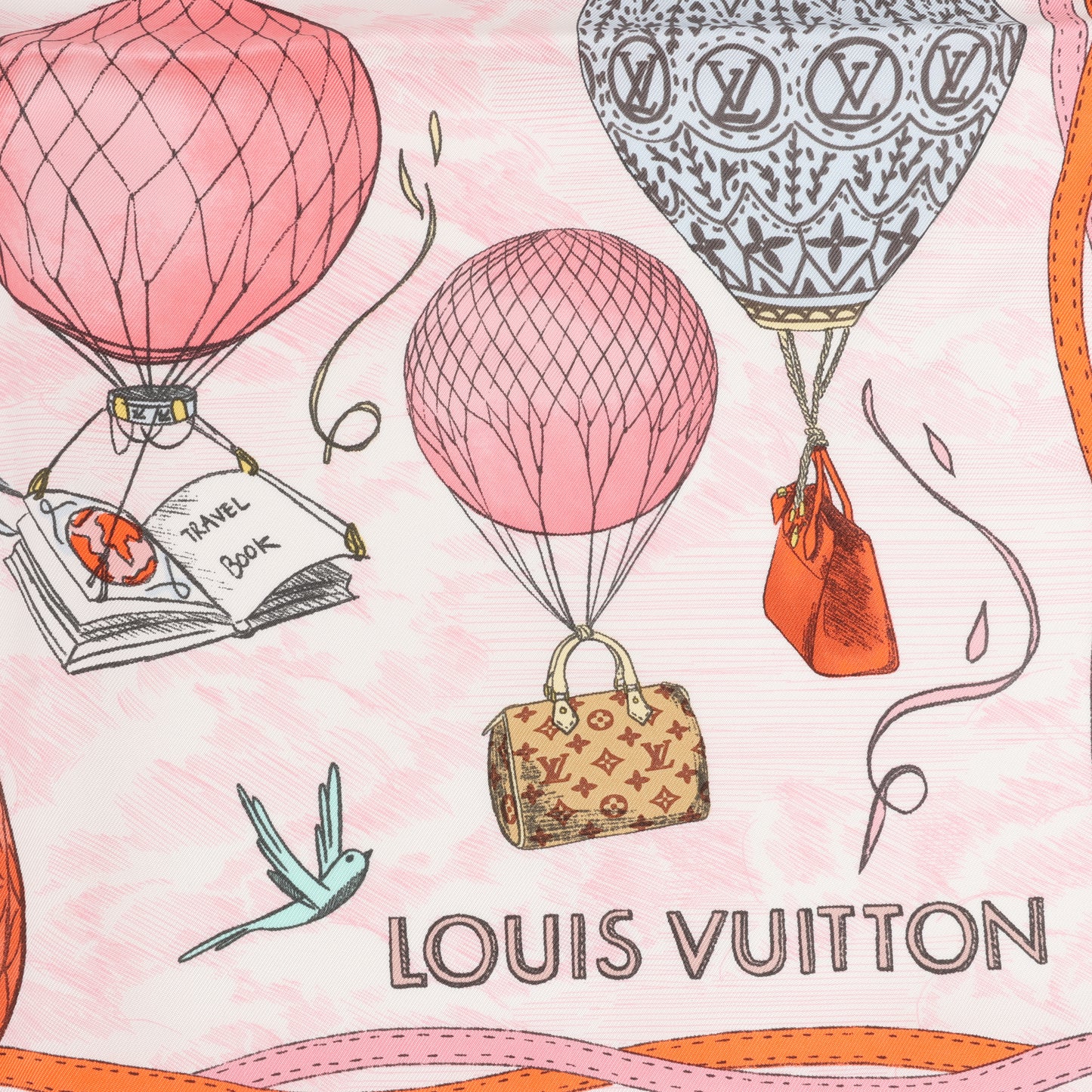 Louis Vuitton "up AND away" M77661 100% Silk Scarf in Pink GM1213