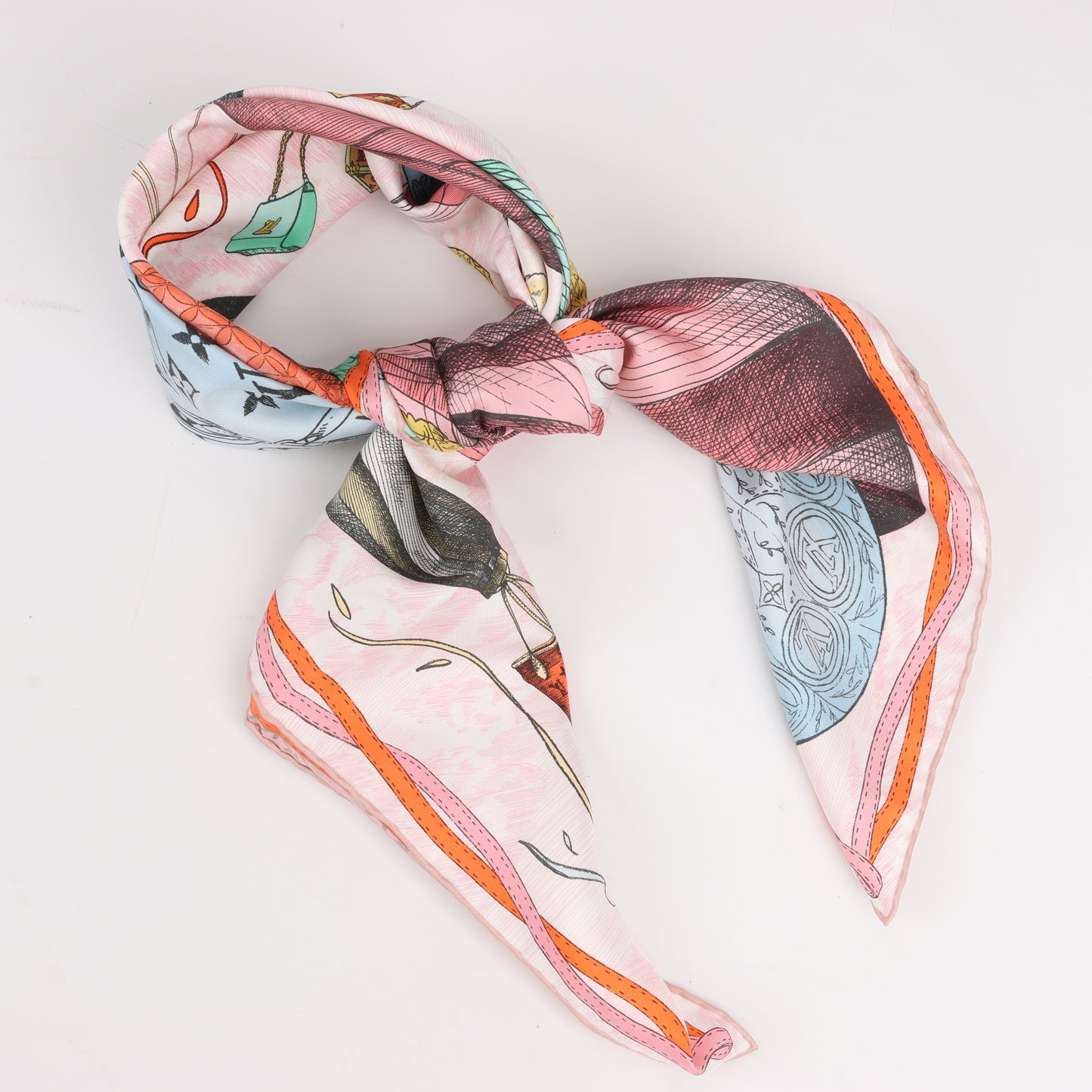 Louis Vuitton "up AND away" M77661 100% Silk Scarf in Pink GM1213